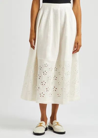 Chloe o1y0825 Midi Skirt in Ivory Size 27" / US 4 / IT 40 - 2 Thumbnail