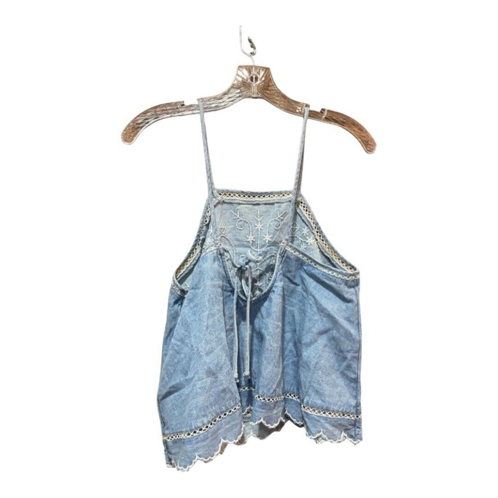 American Eagle Outfitters American Eagle Denim Embroidered Tank Size S / US 4 / IT 40 - 2 Thumbnail