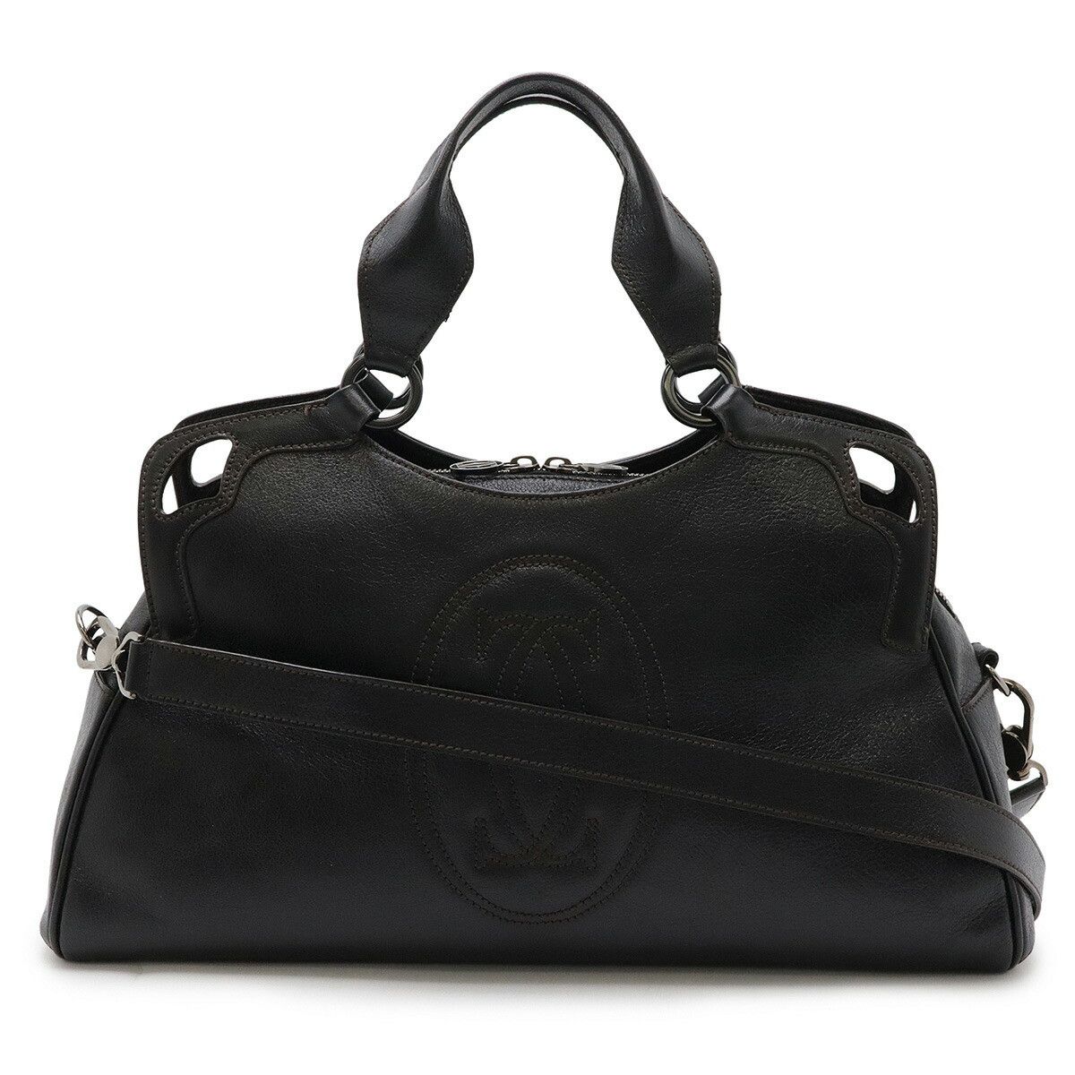 Cartier Cartier Marcello De Cartier Leather 2Way Bag Leather Shoulder Bag in Black, Women's