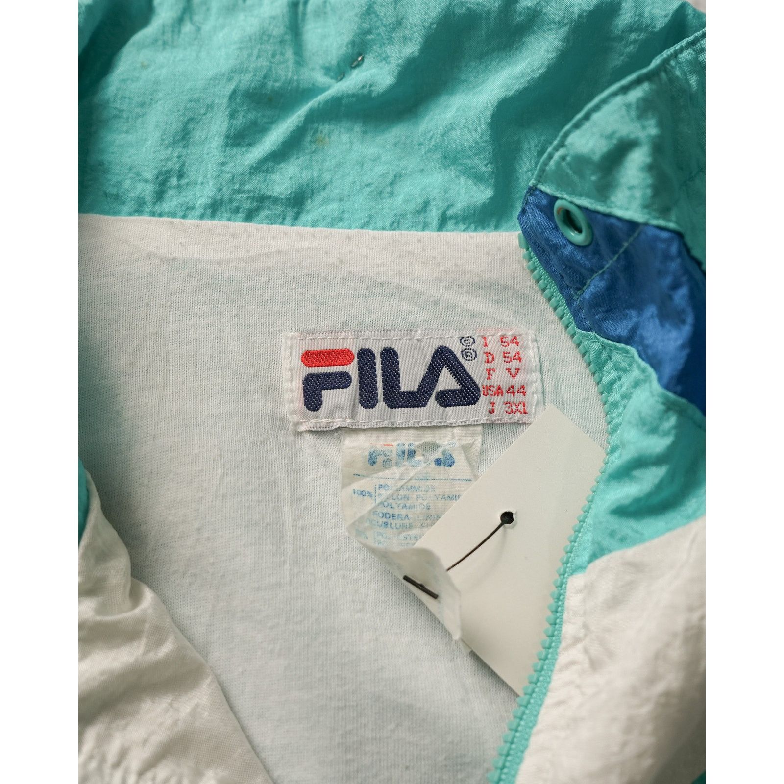 Fila Vintage 90s Fila Blue Regular Windbreaker - Women's Large Size L / US 10 / IT 46 - 4 Thumbnail
