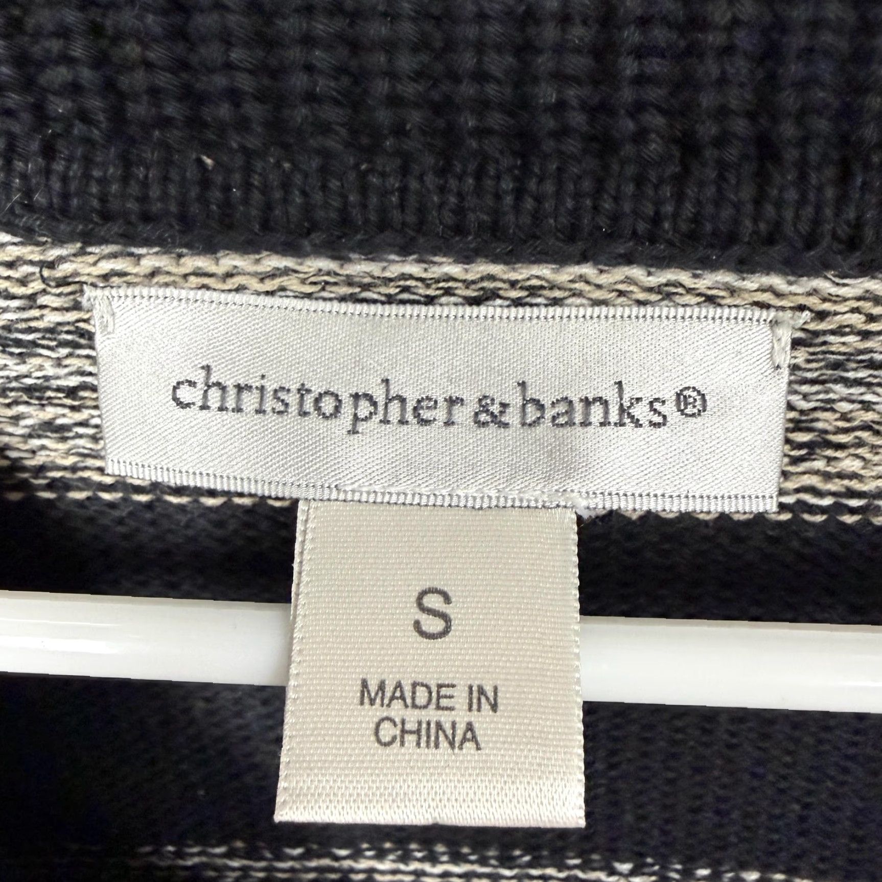 Vintage Christopher & Banks Cardigan Sweater Womens Small Black Striped Preppy Layering Size S / US 4 / IT 40 - 5 Thumbnail