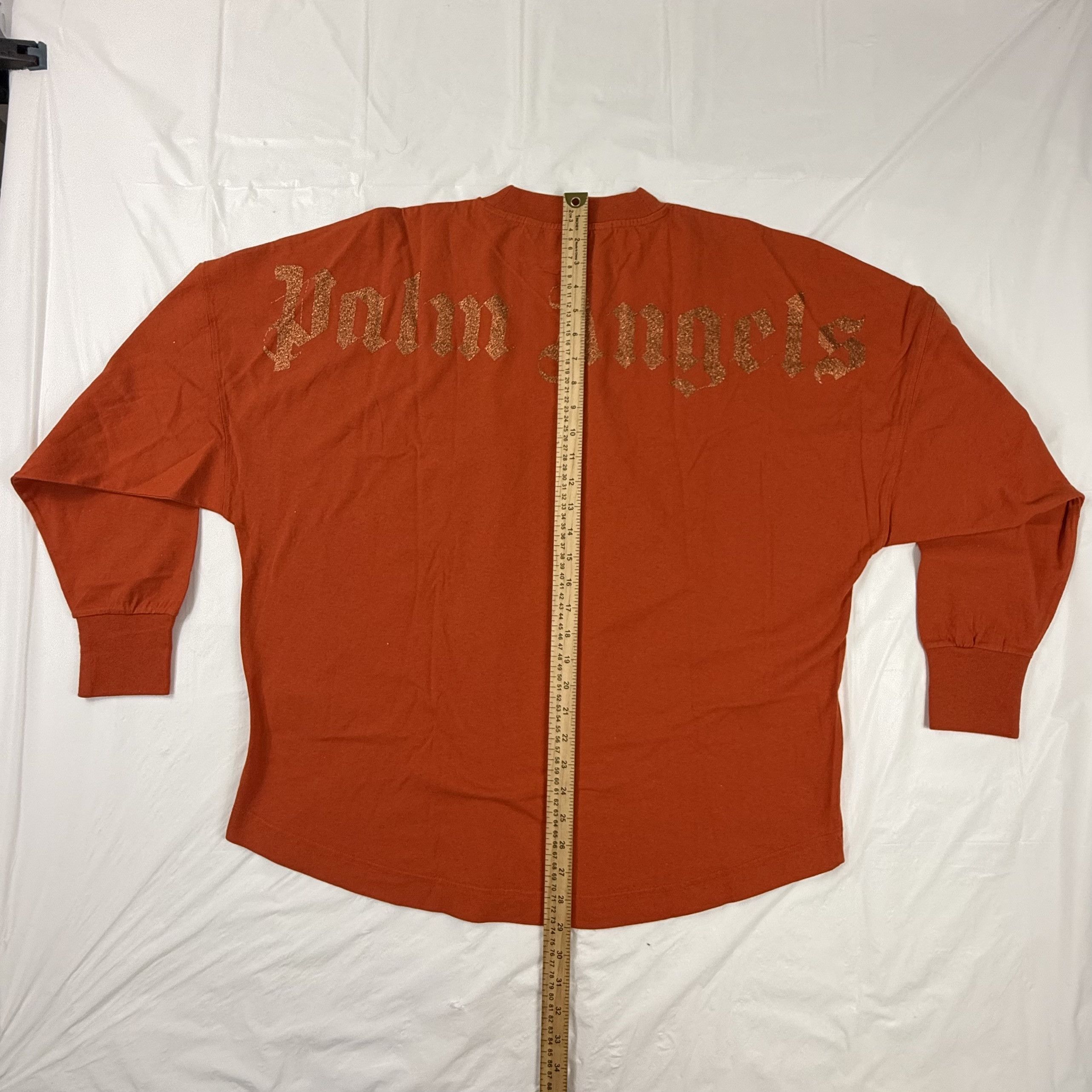 Palm Angels Palm Angels Orange Glitter Logo Long Sleeve T-Shirt XXL Size US XXL / EU 58 / 5 - 6 Thumbnail