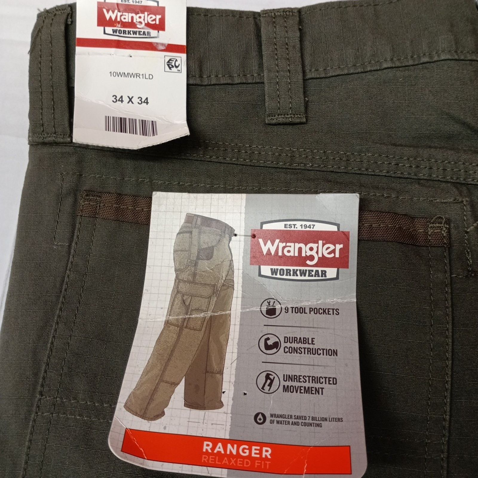 Wrangler Wrangler Ripstop Cargo Pants Men's 34x34 Green Relaxed Fit Size US 34 / EU 50 - 2 Thumbnail