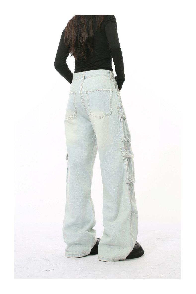 Japanese Brand × Jean Multi-pocket straight-leg wide-leg loose washed cargo jeans Size US 32 / EU 48 - 4 Thumbnail