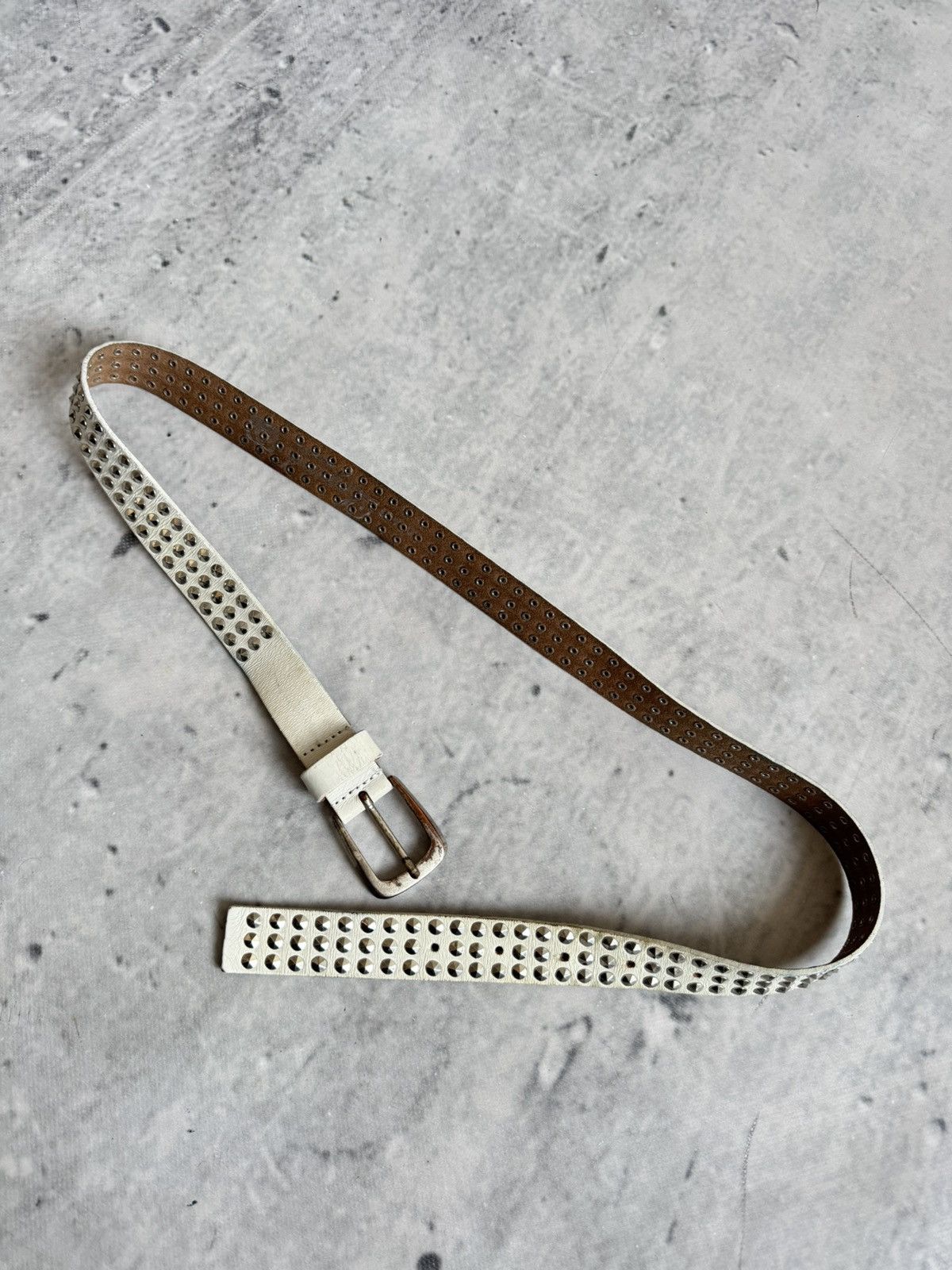 Vintage 00s Avant Garde stones Y2K Japanese style unisex leater belt Size ONE SIZE - 3 Thumbnail