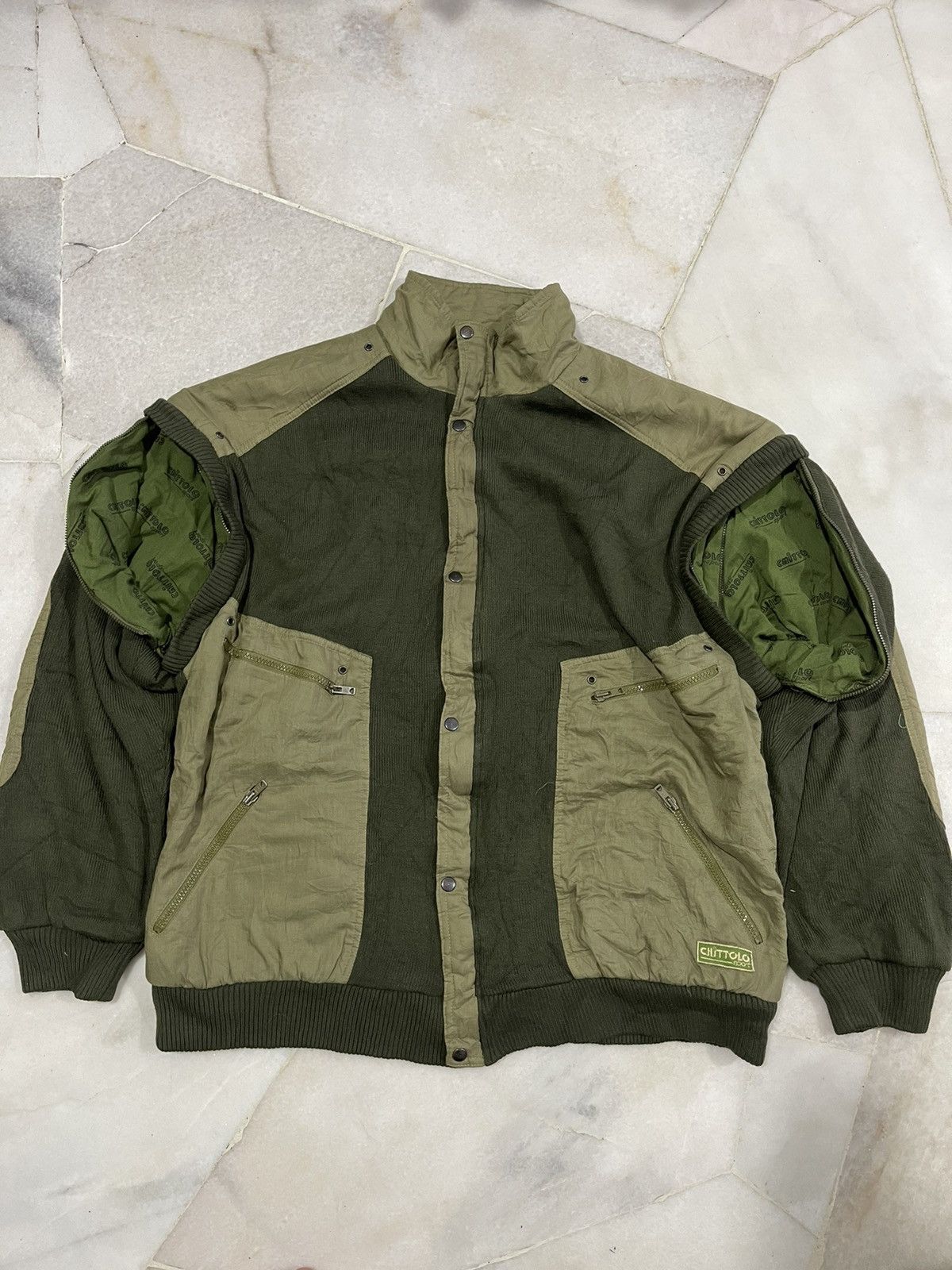 Aran Isles Knitwear × Vintage 80s Chittolo Sport Army Style Jacket Size US XL / EU 56 / 4 - 2 Thumbnail