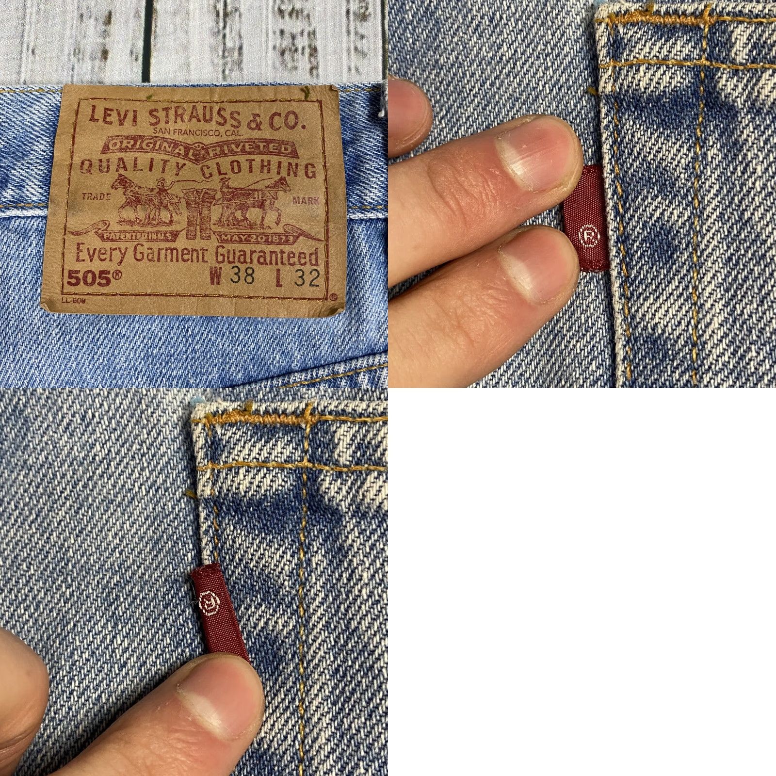 Levi's VTG Levi's 505 Denim Jeans Straight Leg 38x32 Regular Men Blue Light Wash 80s 90s Distressed No Pockets Zipper N/A Size US 38 / EU 54 - 8 Thumbnail