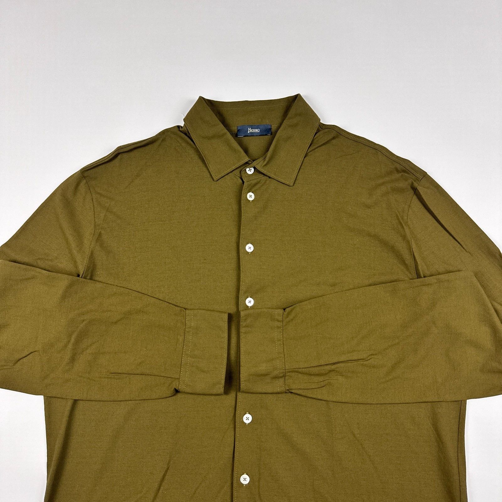 Herno Herno Olive Green Cotton Jersey Long Sleeve Shirt 54 XL Size US XL / EU 56 / 4 - 1 Thumbnail
