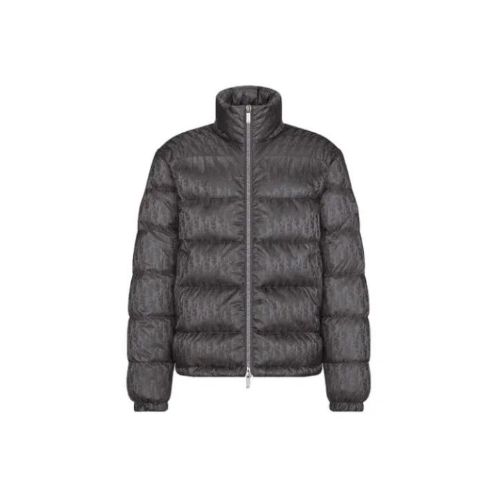 Dior Dior Gray Logo Print Long Sleeve Puffer Jacket 0079 Size US L / EU 52-54 / 3 - 1 Thumbnail