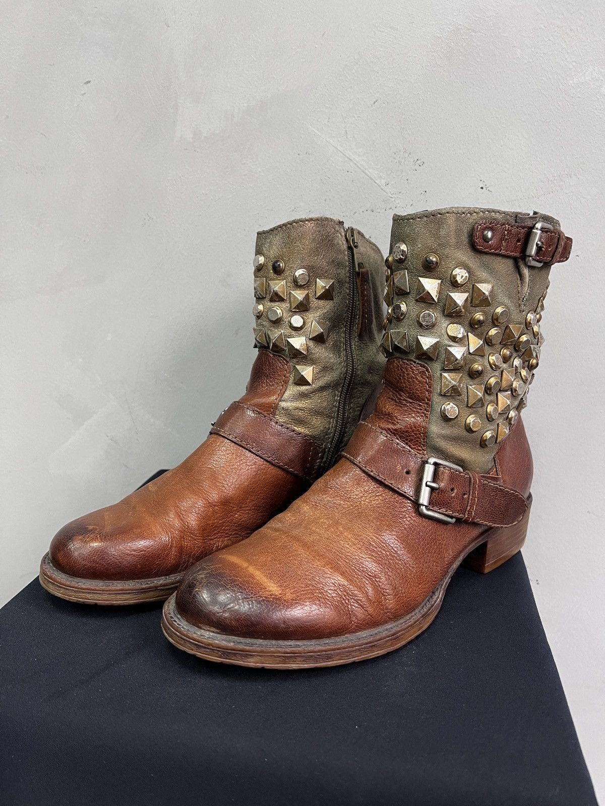 Hedi Slimane Studded platform brown boots avant garde vintage A.S. 98 Size US 7.5 / EU 40-41 - 6 Thumbnail