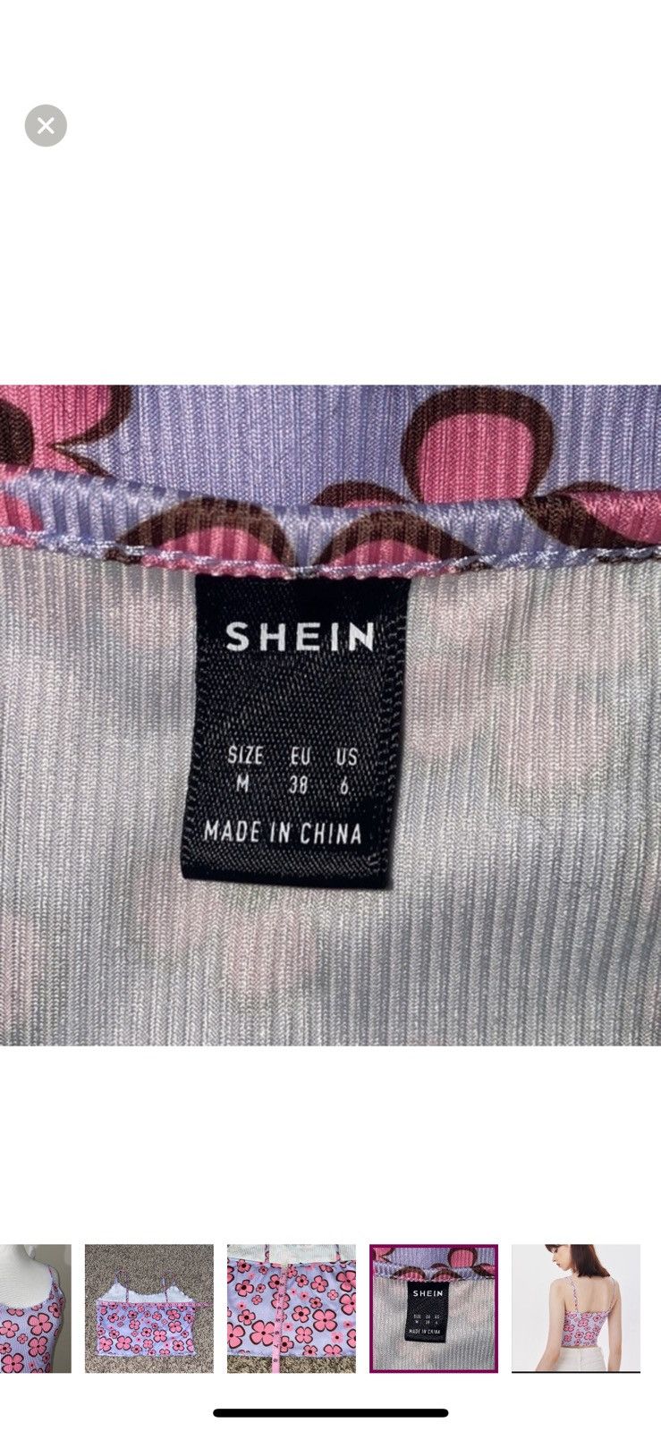 Shein Shein medium lettuce trim floral rib knit crop top Size M / US 6-8 / IT 42-44 - 3 Thumbnail