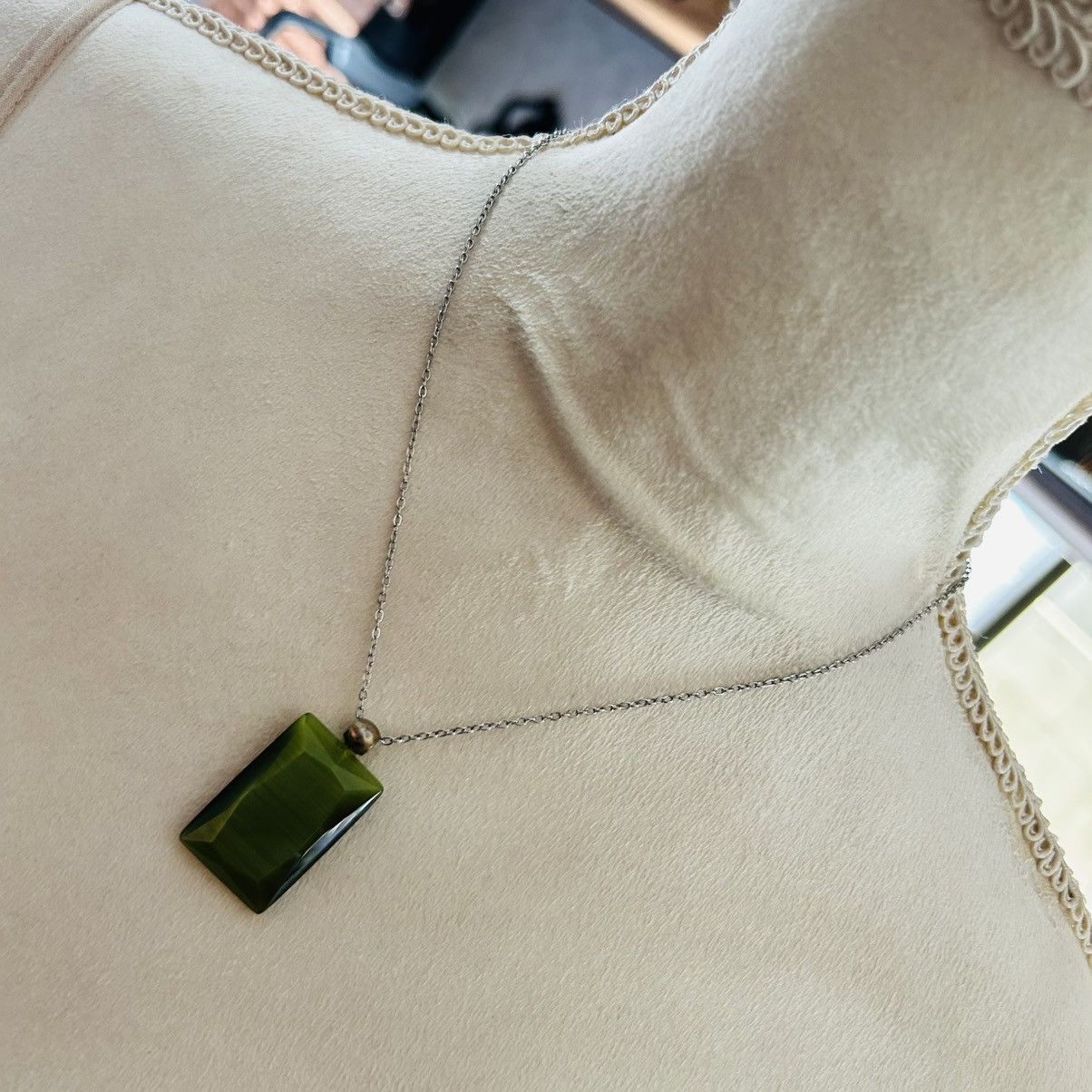 Handmade Handcrafted faceted glass slab pendant on chain necklace Size ONE SIZE - 2 Thumbnail