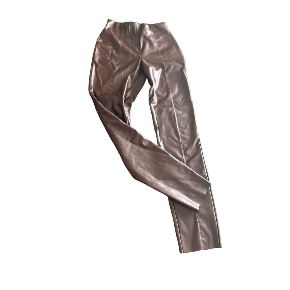 H&M H&M brown faux leather high rise Leggings pants size S Size 26" / US 2 / IT 38 - 2 Thumbnail