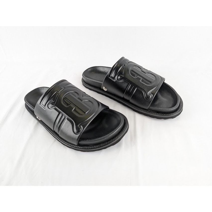 Burberry o1rshd1 Leather Embossed TB Monogram Slides in Black Size US 8 / EU 41 - 10 Thumbnail
