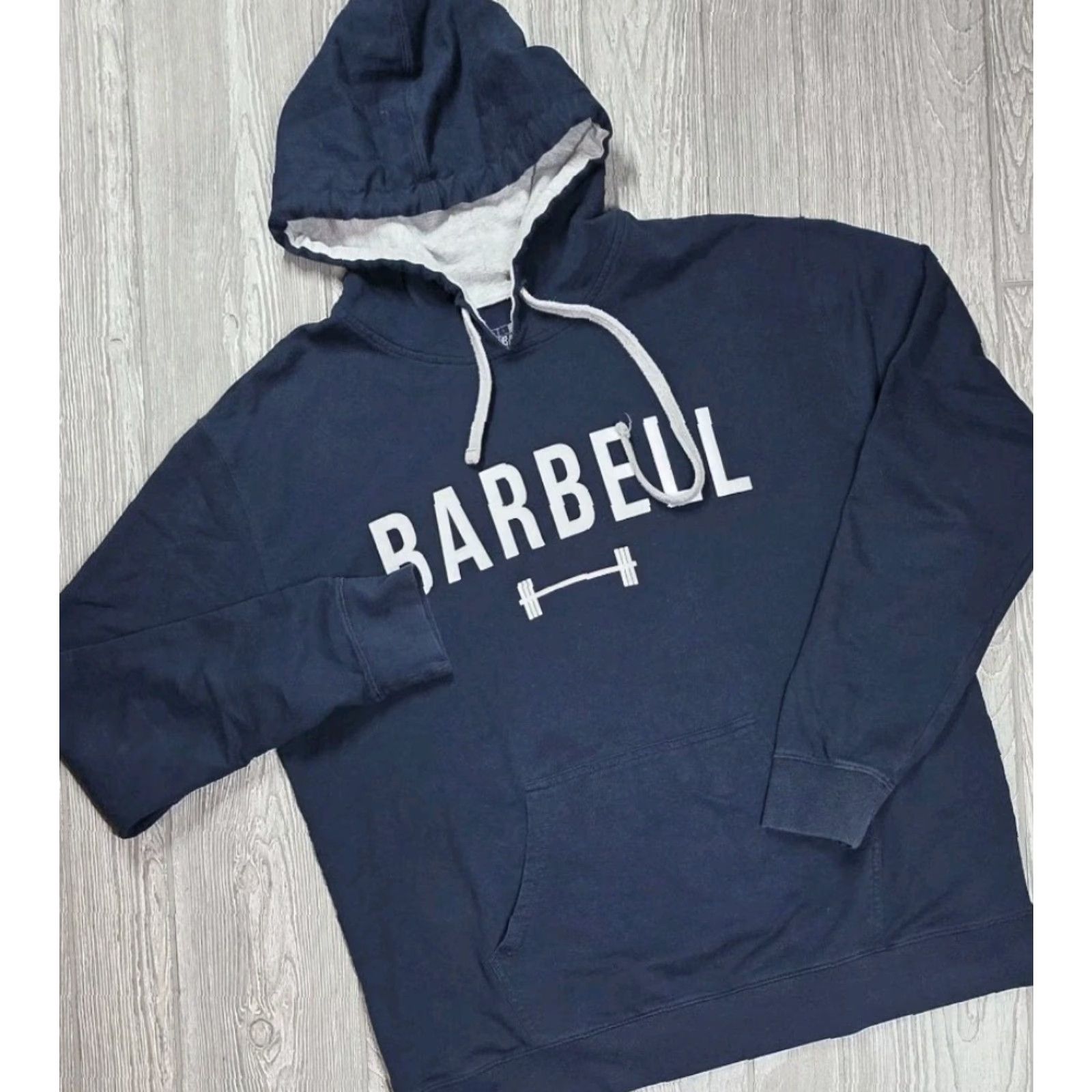 Spell Barbell Hoodie Men XL Blue Lightweight Logo Spell out Sweatshirt Hoodie Pullover Size US XL / EU 56 / 4 - 2 Thumbnail