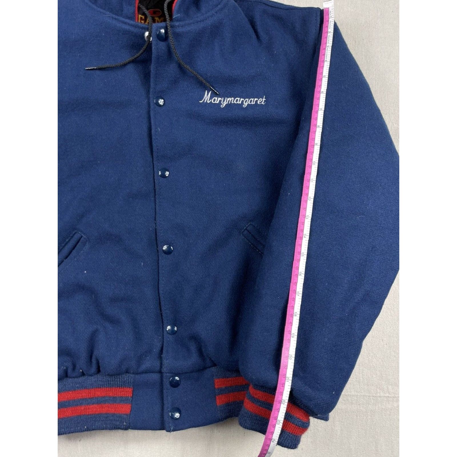 Vintage VINTAGE GAME Varsity Jacket | Jacket | Men L Blue Quilted Lined Wool Accents Band Collar 80s 90s Music School Athletic Concert Fall Spring Winter USA Size US L / EU 52-54 / 3 - 7 Thumbnail