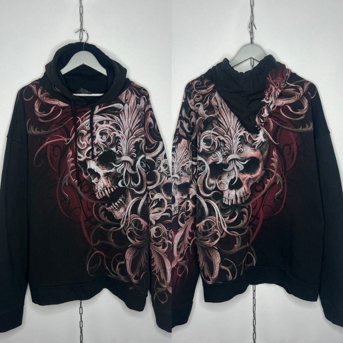 🔥Vintage Spiral Direct Skeleton Style Y2K Rock Hoodie 🔥