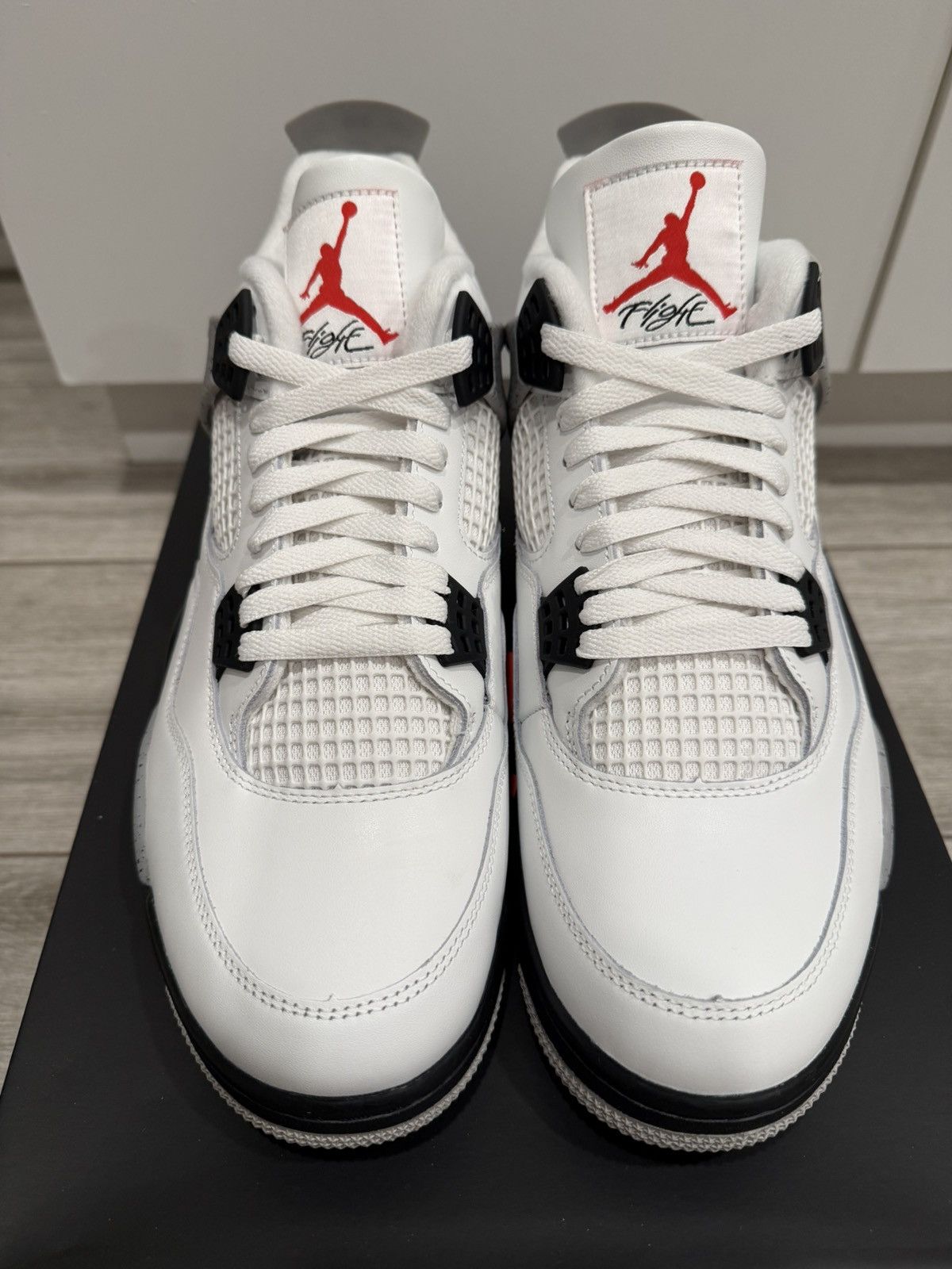 Jordan Brand Air Jordan 4 Retro White Cement Fire Red Tech Grey Black 12 Size US 12 / EU 45 - 5 Thumbnail