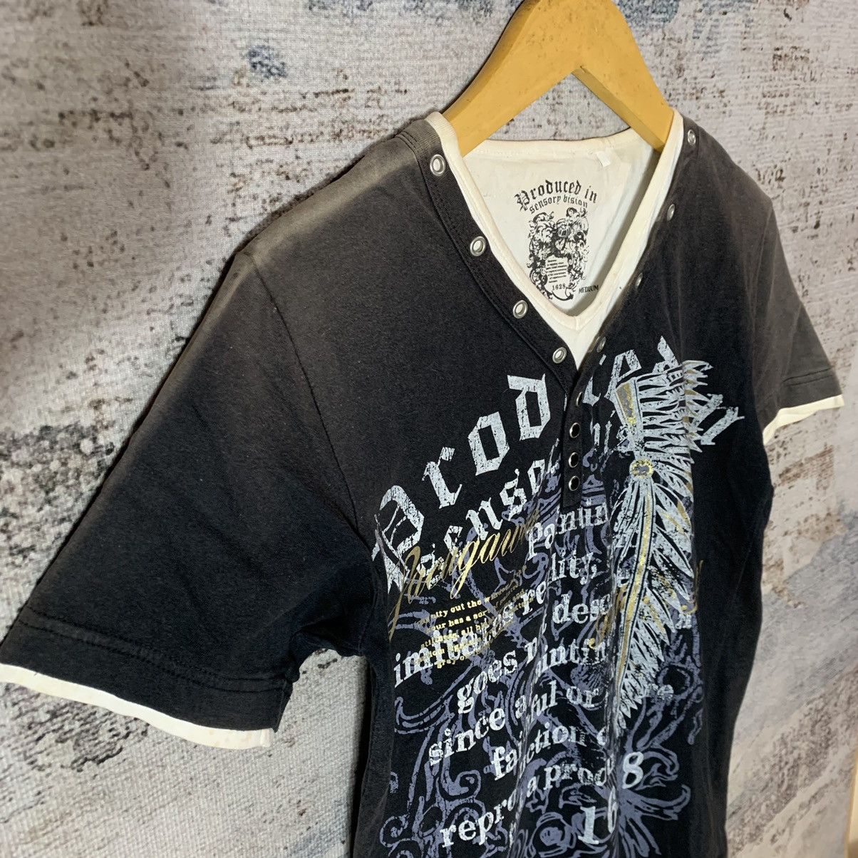 If Six Was Nine × Japanese Brand × Le Grande Bleu (L.G.B.) Japanese Double Layer Tribal Poem Sun Faded Tee Lgb Styled Size US S / EU 44-46 / 1 - 4 Thumbnail