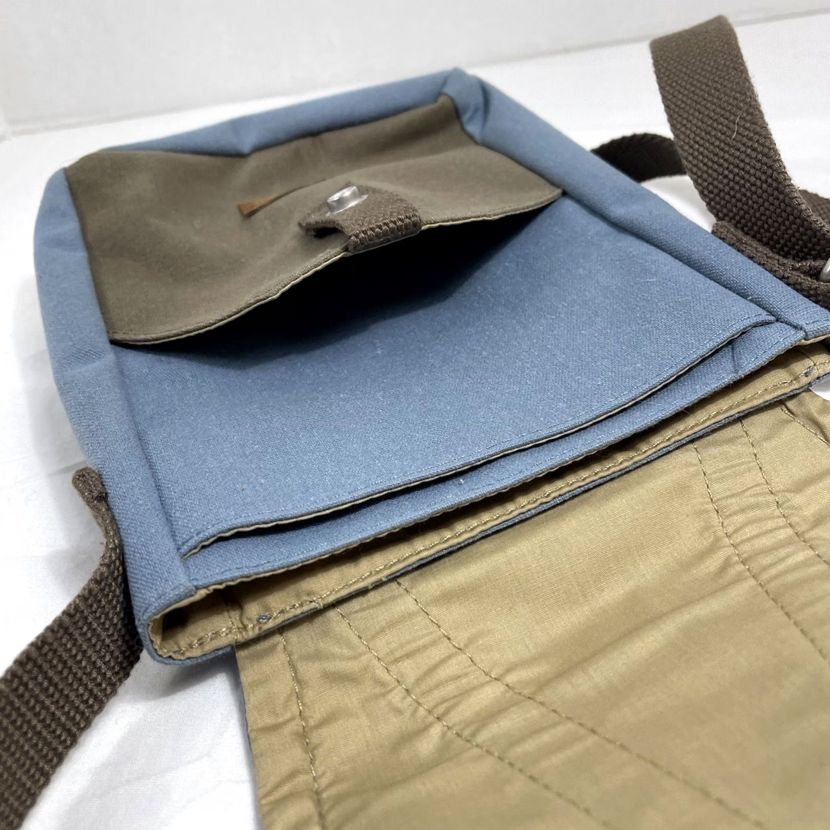 Vintage L.L. Bean Unisex Bag Crossbody Travel Canvas Blue Brown 509627 Pouch Utility Small" Size ONE SIZE - 7 Thumbnail