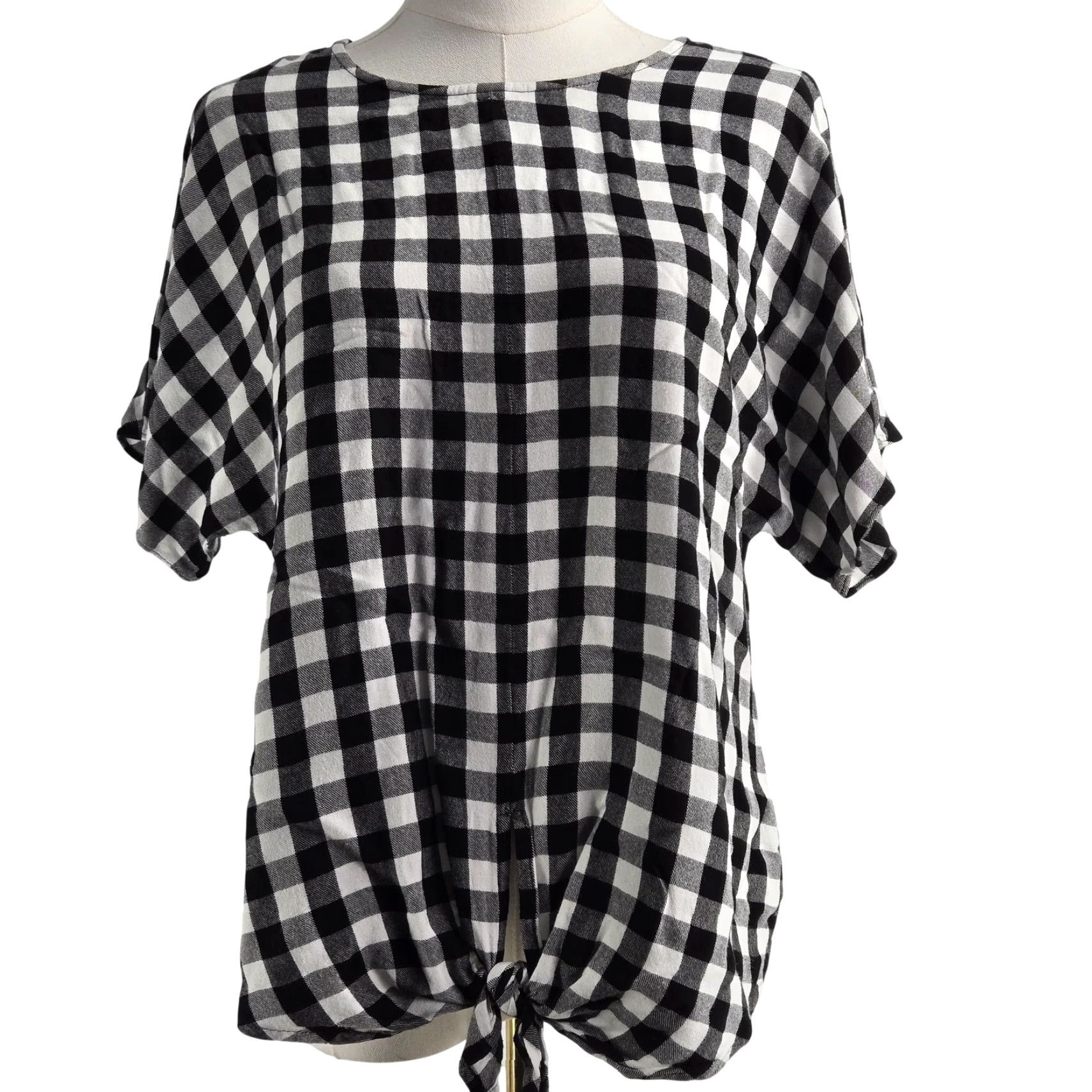 Madewell Madewell Blouse Womens M Black Gingham Tie Front Button Back Relaxed Lightweight Size M / US 6-8 / IT 42-44 - 2 Thumbnail