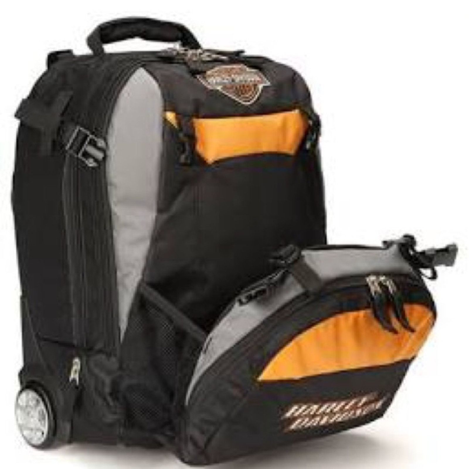 Harley Davidson Rolling Carry On / Backpack Vintage Perfect
