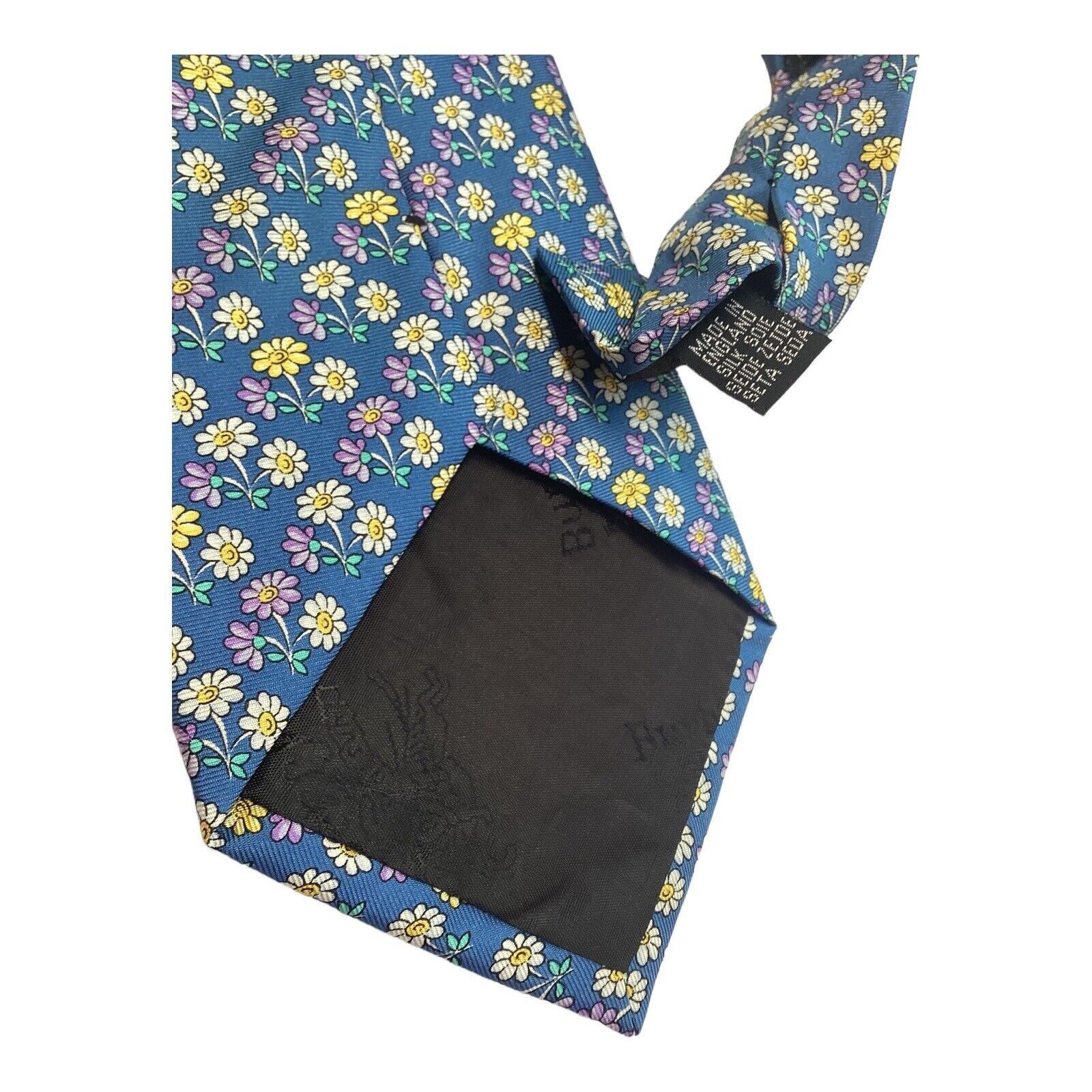 Burberry BURBERRYS Blue Floral Luxury Designer Silk Tie M.In England Size ONE SIZE - 4 Thumbnail