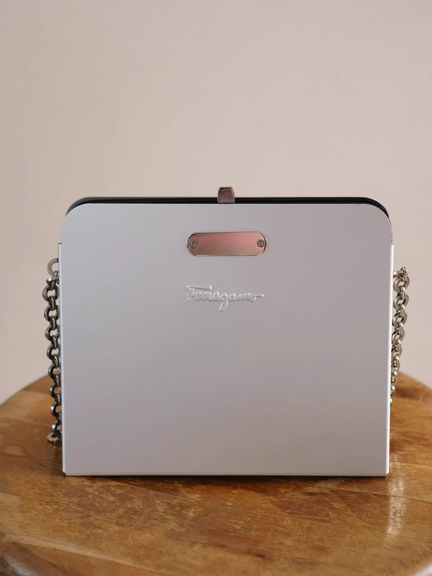 Salvatore Ferragamo Ferragamo Aluminum Limited Horsebit Silver Shoulderbag Size ONE SIZE - 3 Thumbnail