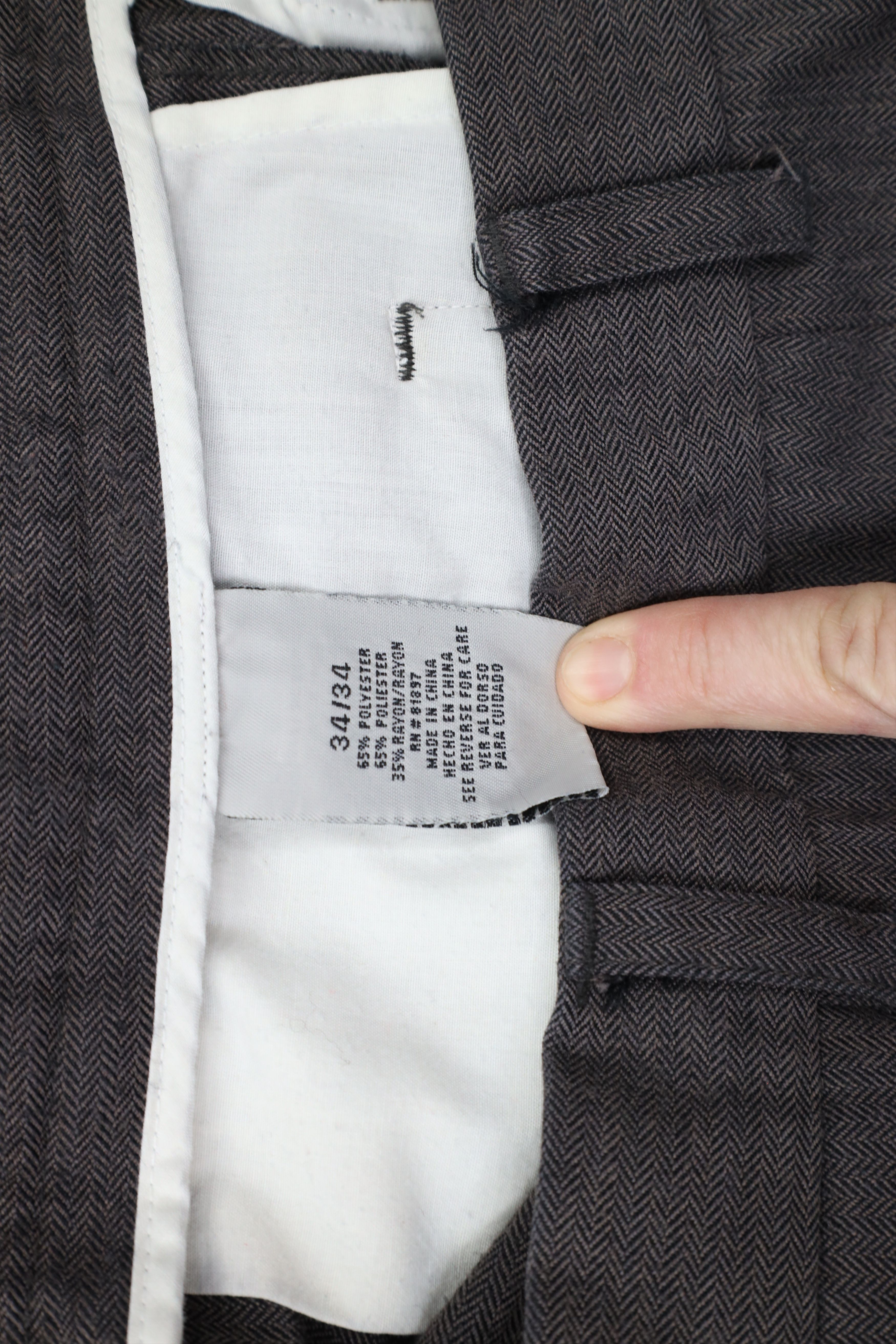 Vintage Vintage 90s Streetwear Wide Leg Herringbone Chino Pants Size US 34 / EU 50 - 9 Thumbnail