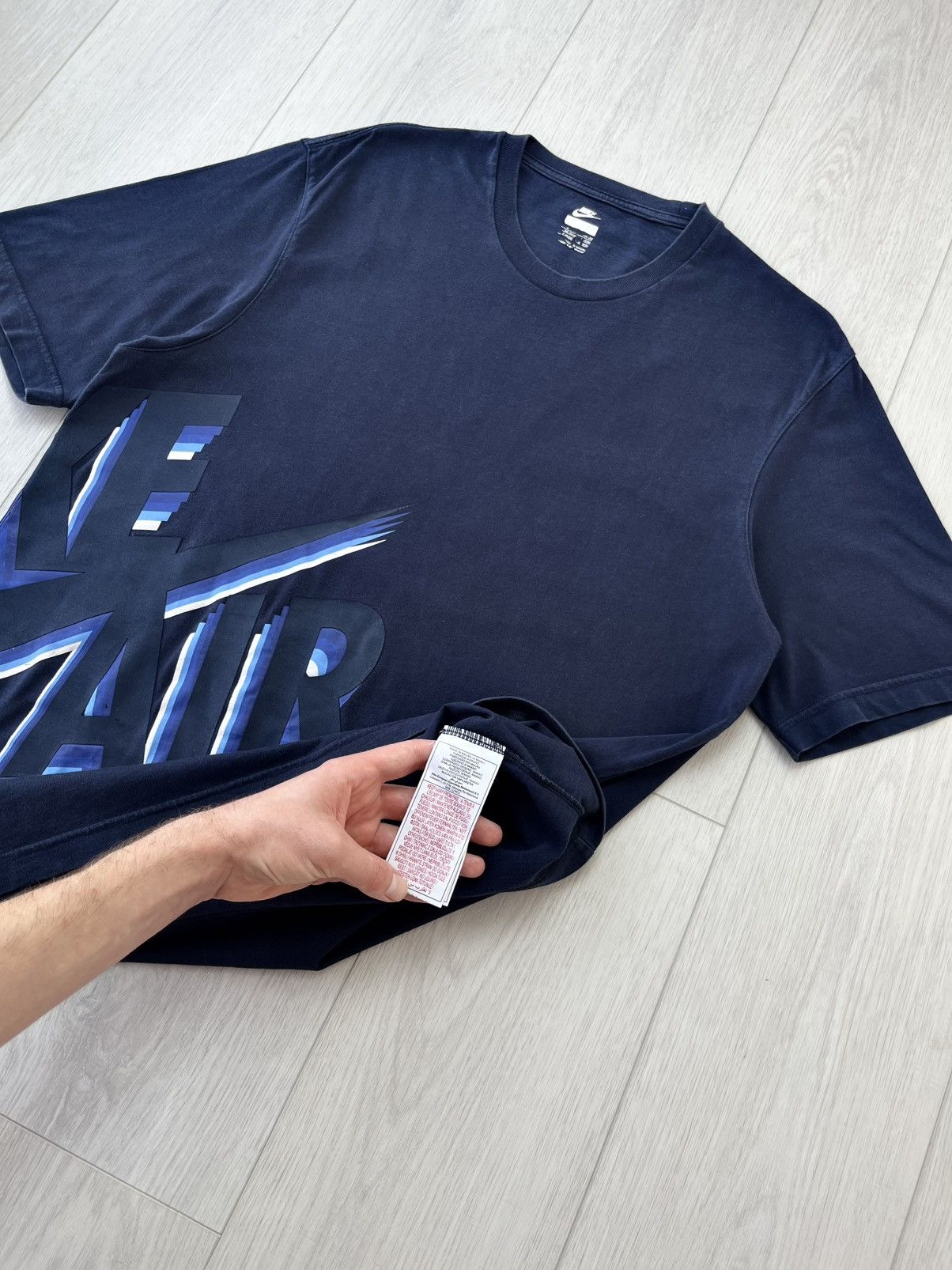 Nike × Vintage Vintage Nike T-Shirt Big Logo AirMax Swoosh Y2K Drill 90s Size US M / EU 48-50 / 2 - 10 Thumbnail