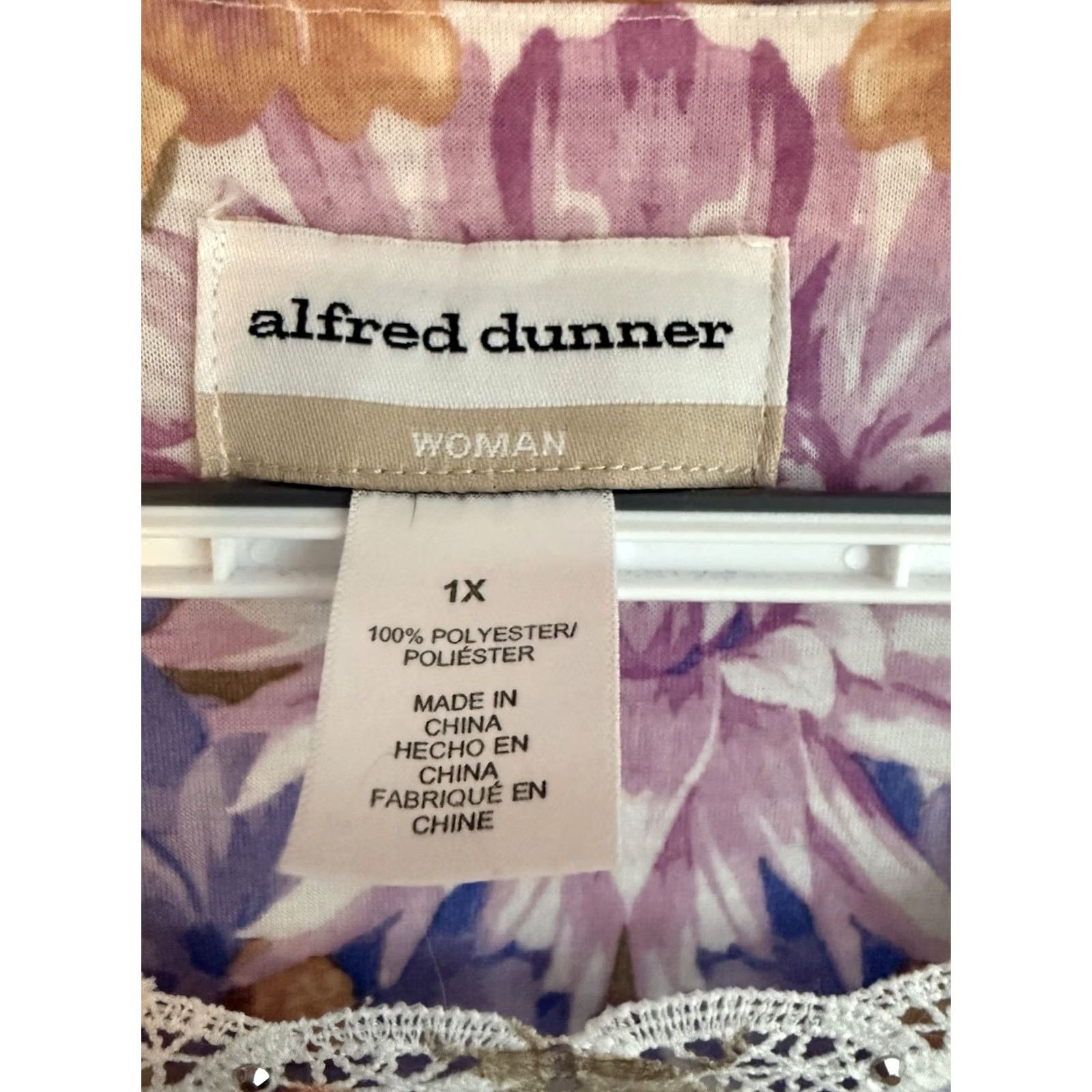 Vintage VINTAGE Alfred Dunner Pastel Floral Top Lace Womens 1X Plus Rhinestone Feminine Dainty Size XL / US 12-14 / IT 48-50 - 4 Thumbnail