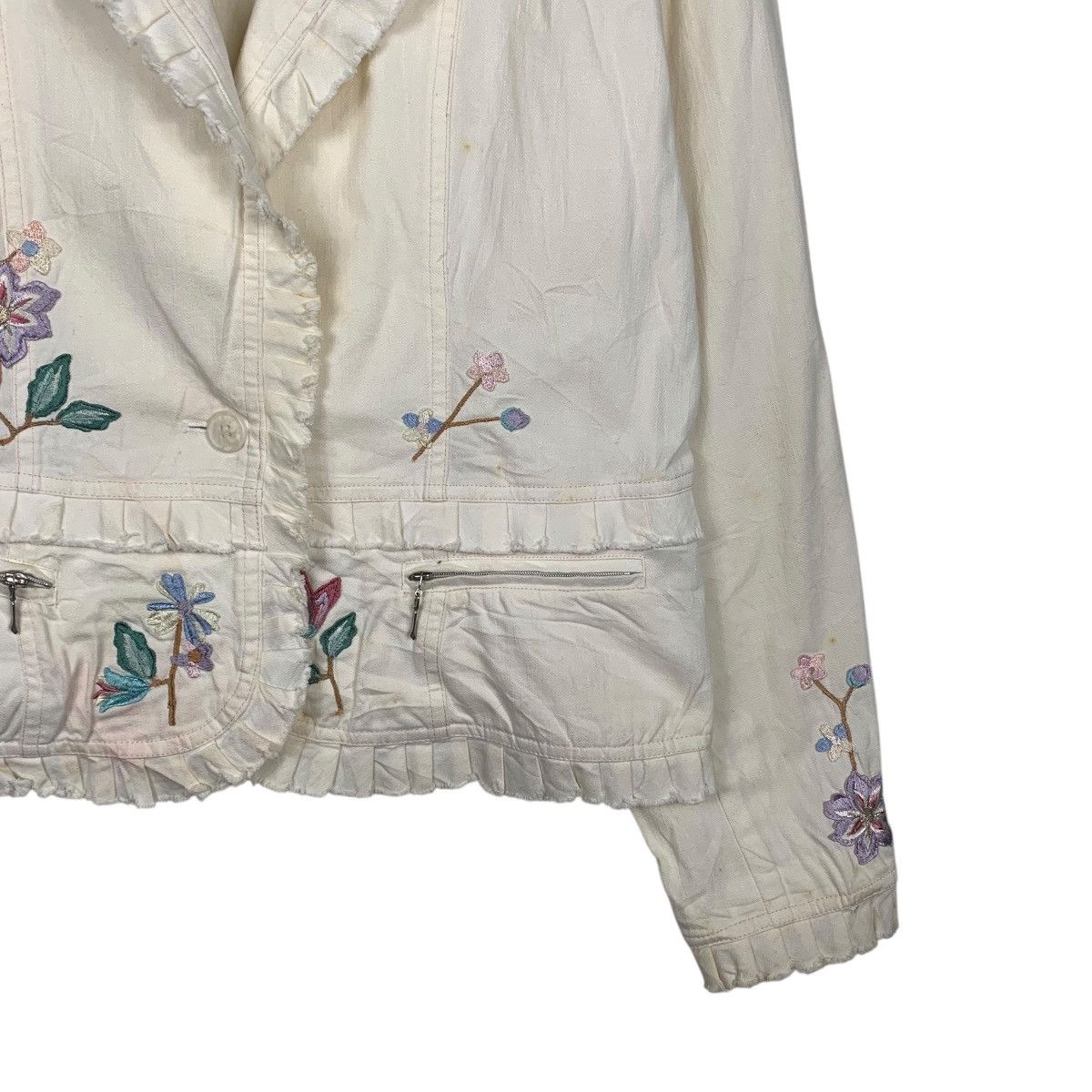 Japanese Brand E.Larin Flower Design Crop Jacket Size S / US 4 / IT 40 - 4 Thumbnail
