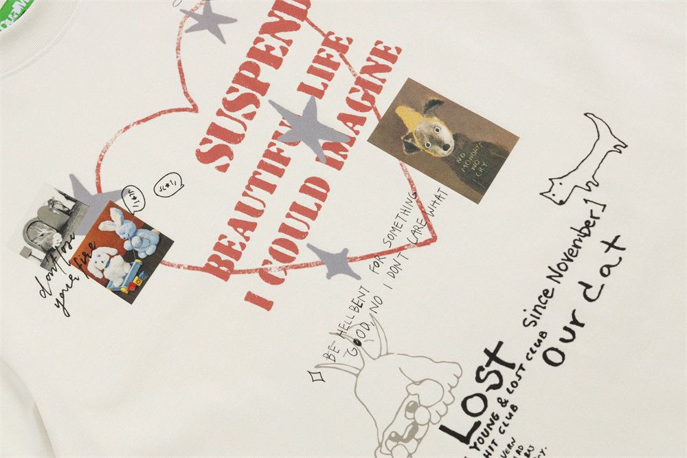 Vintage Men's Casual Short-Sleeve T-Shirt with Cartoon Heart Print Size US M / EU 48-50 / 2 - 4 Thumbnail