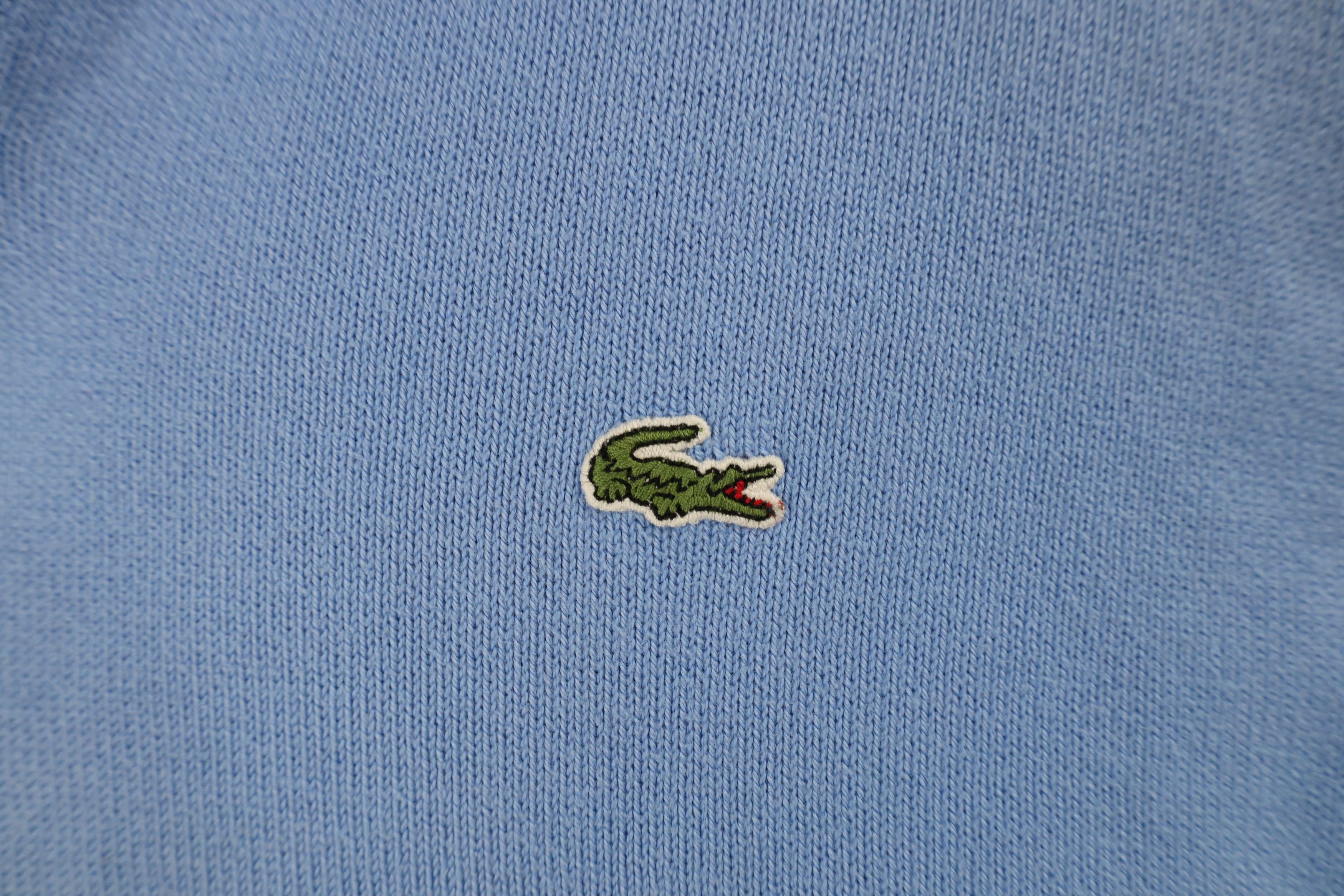 Lacoste × Vintage Vintage 90s Lacoste Croc Logo Knit Collared Sweater Blue Size US L / EU 52-54 / 3 - 4 Thumbnail