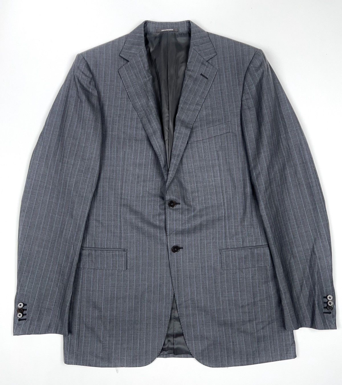 Ermenegildo Zegna Ermenegildo Zegna Su Misura Stripped Suit Wool Silk Size 46L - 2 Thumbnail