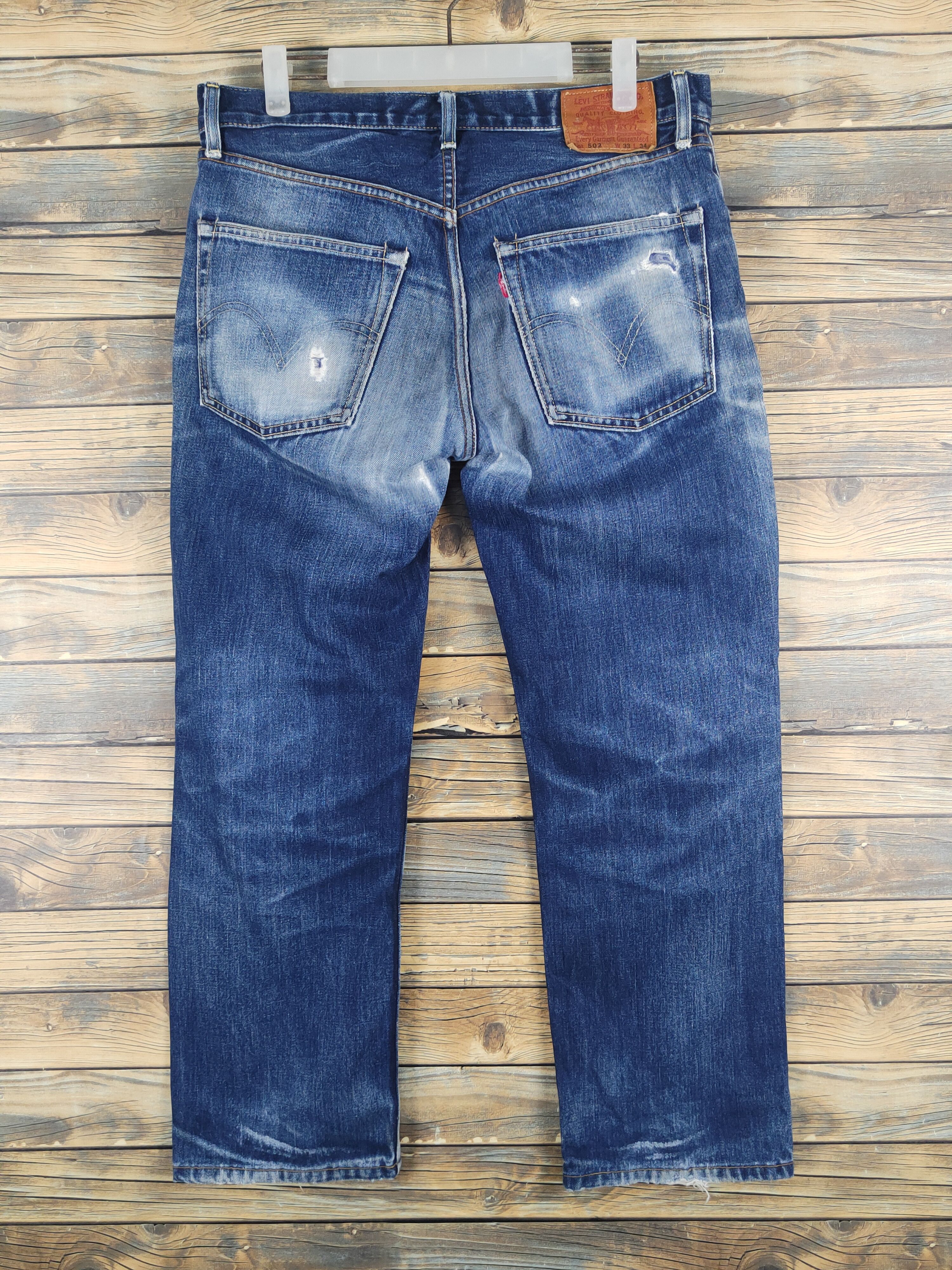 Levi's Vintage Levis 502 Redline Selvedge Faded Blue Jeans #W1323 Size US 33 - 8 Thumbnail