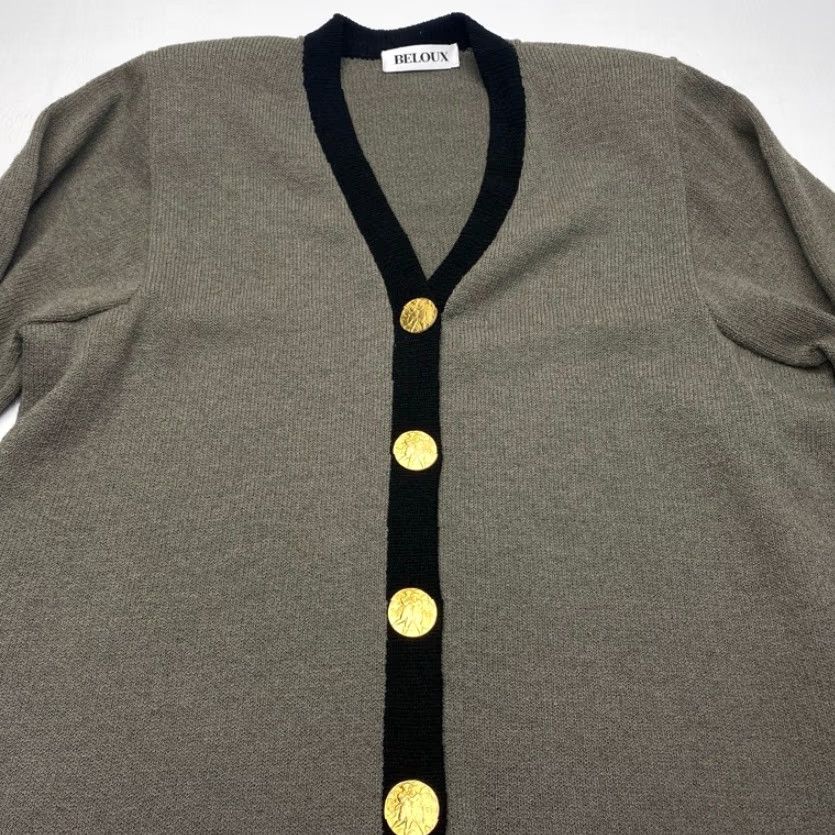 Vintage VINTAGE Beloux Cardigan Sweater Womens XL Gray Black Gold Buttons Shoulder Pads Holiday Fall Winter Spring Casual Womens Cardigan Size XL / US 12-14 / IT 48-50 - 4 Thumbnail