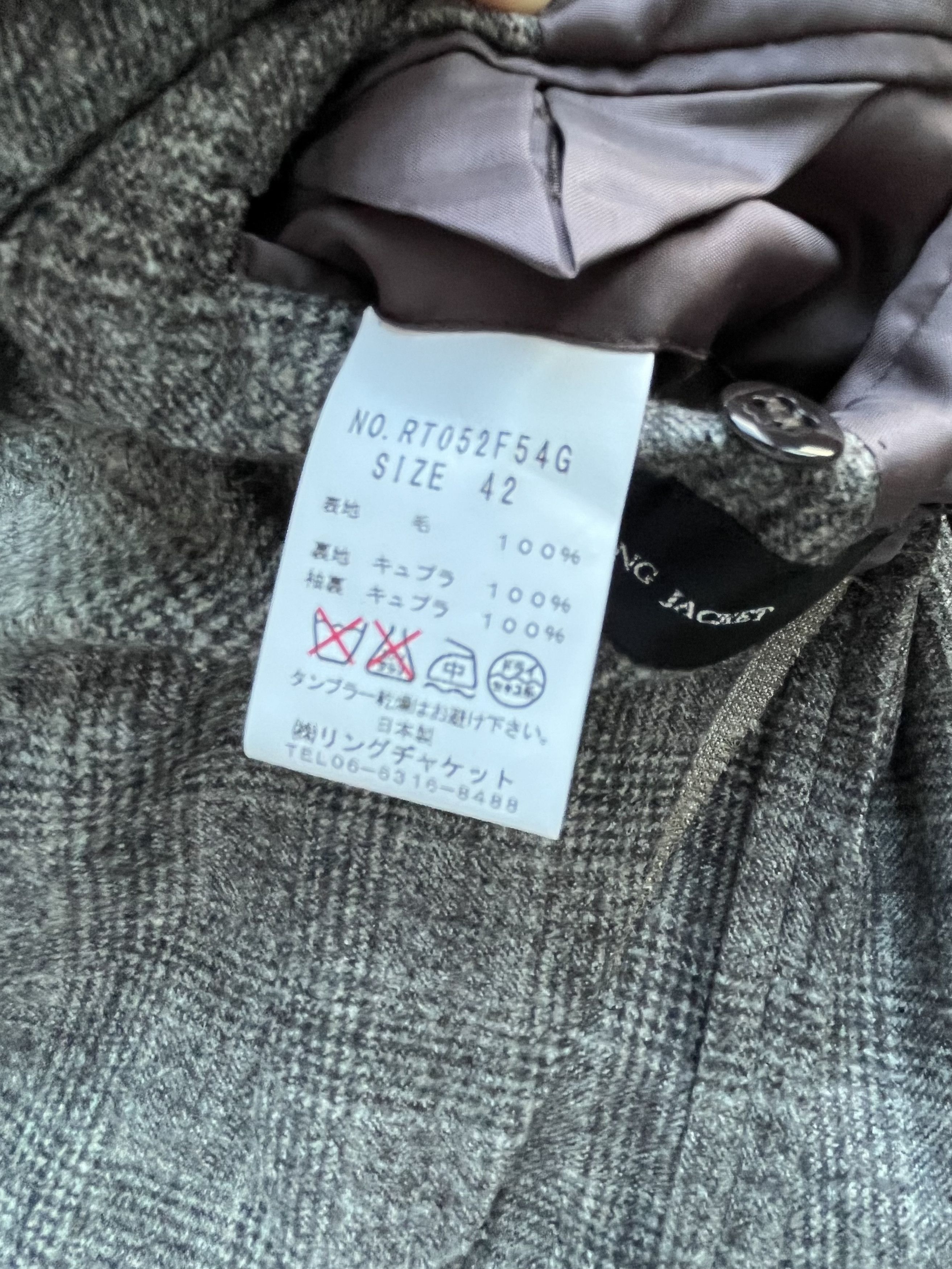 Ring Jacket Ring Jacket Mens Checker Wool Japan Made 3 buttons Jacket Size 42S - 11 Thumbnail