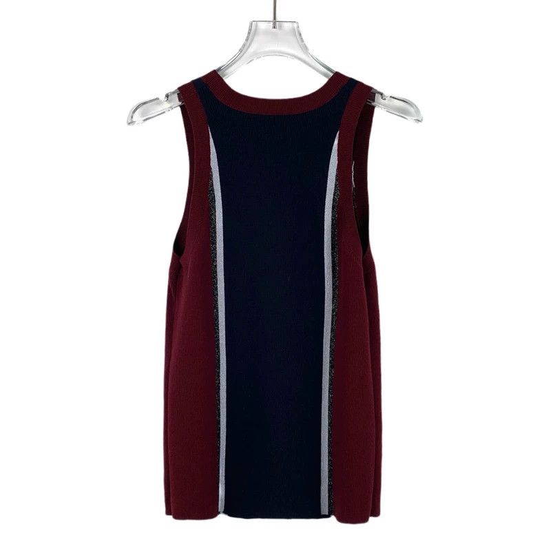 Chanel Chanel Color-blocked logo sequin wool round-neck sleeveless Size M / US 6-8 / IT 42-44 - 2 Thumbnail