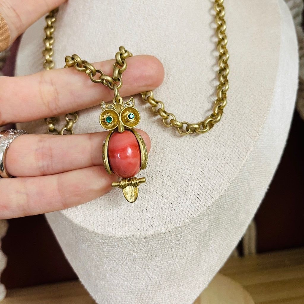 Jewelry Boho Owl Pendant Necklace Gold Toned Metal Chain Size ONE SIZE - 4 Thumbnail