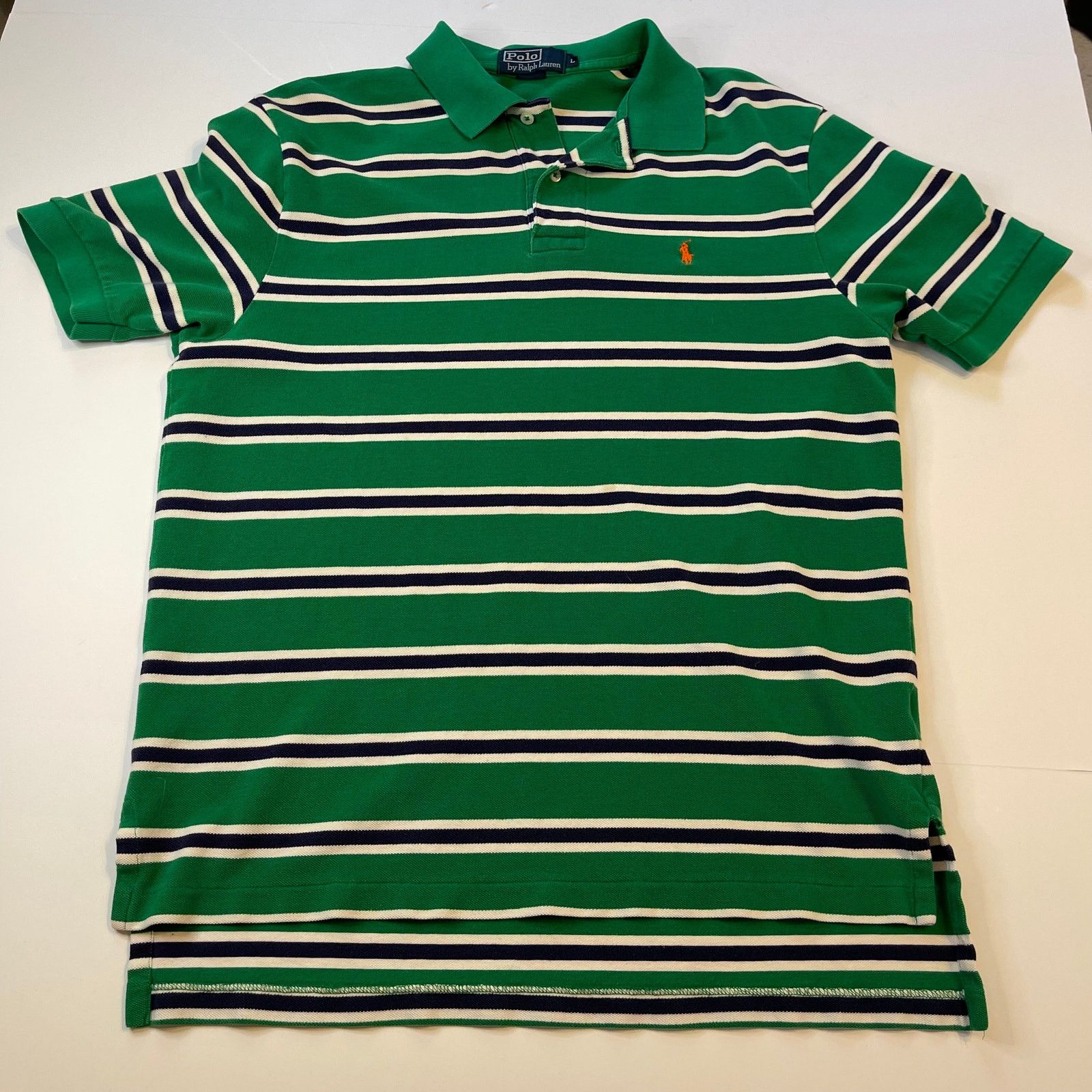 Polo Ralph Lauren Polo by Ralph Lauren Green Striped Classic Polo Golf Shirt L Size US L / EU 52-54 / 3 - 5 Thumbnail