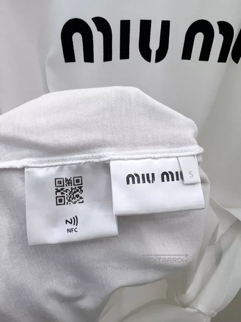 Miu Miu Miu Miu Size S White beaded short sleeve T-shirt Size S / US 4 / IT 40 - 6 Thumbnail