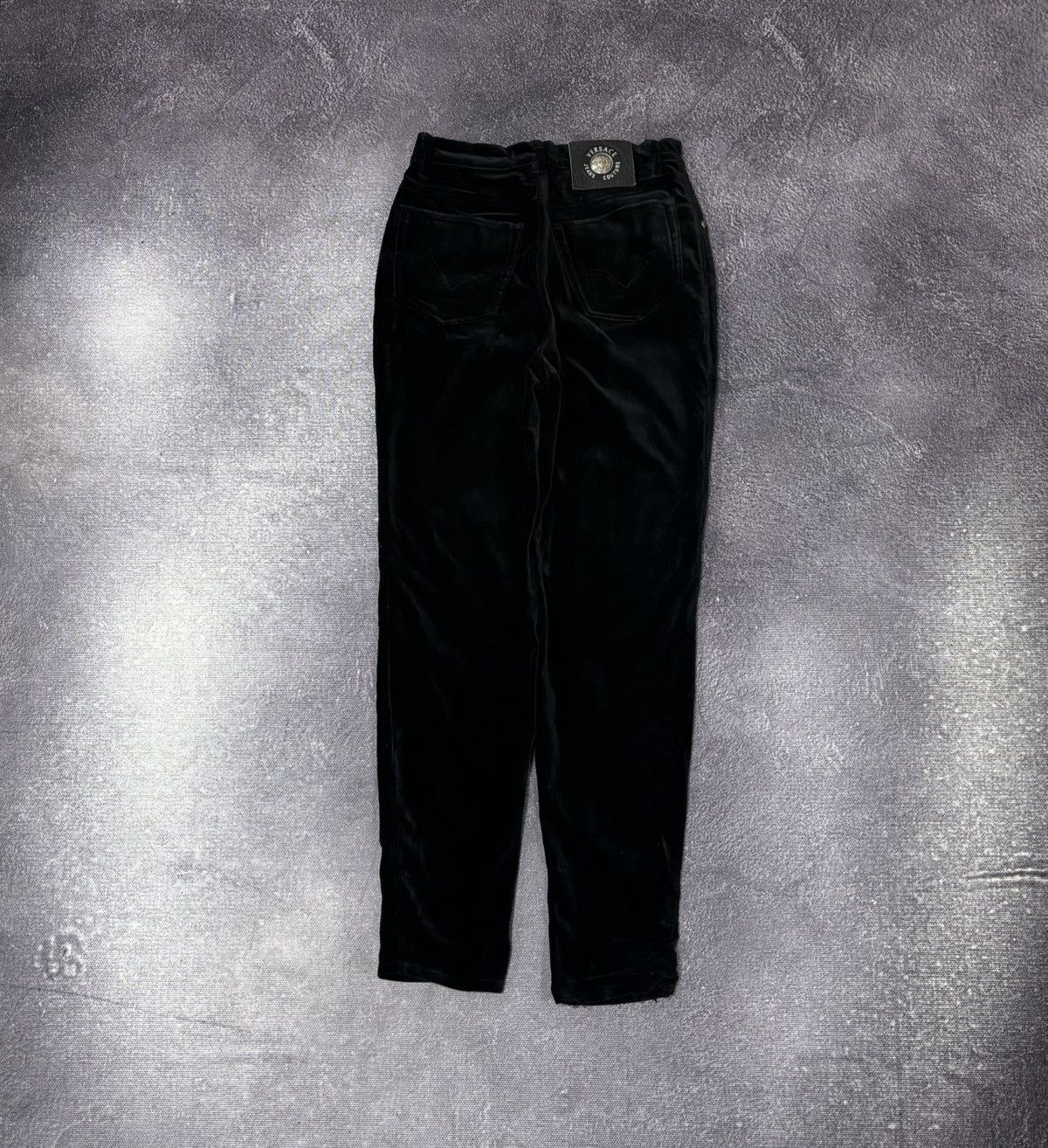 Versace Vintage Versace Jeans Couture Women’s Y2K Black Velvet Pants Size 28" / US 6 / IT 42 - 1 Thumbnail