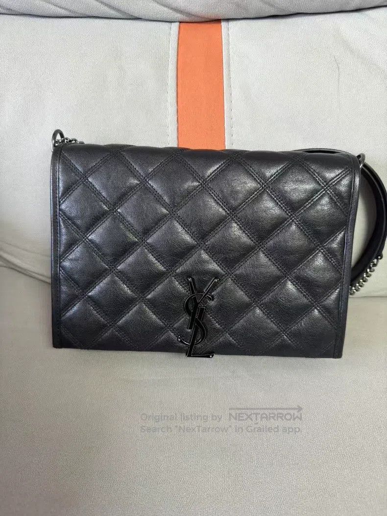 Saint Laurent Paris Saint Laurent Paris Silver Logo Diamond Quilted Lamb Leath Size ONE SIZE - 2 Thumbnail