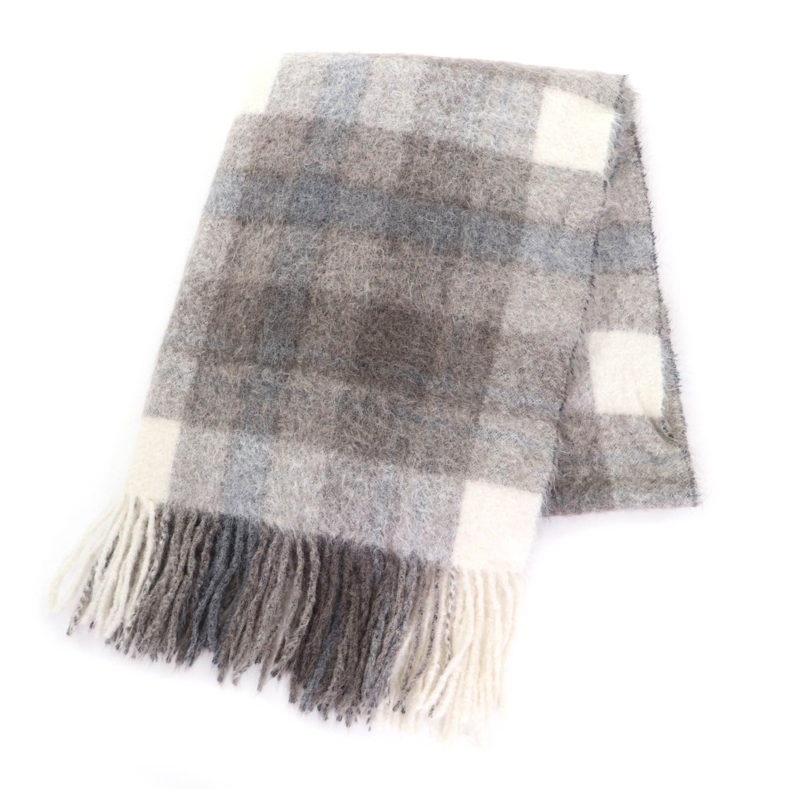 Other Brunello Cucinelli Alpaca Checked Scarf Natural Material Scarf DUTY FREE for USA