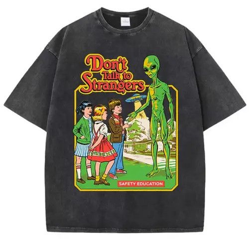Japanese Brand Kimaya x Ibuki Cartoon Alien Print Washed Black T-Shirt Size US L / EU 52-54 / 3 - 3 Thumbnail