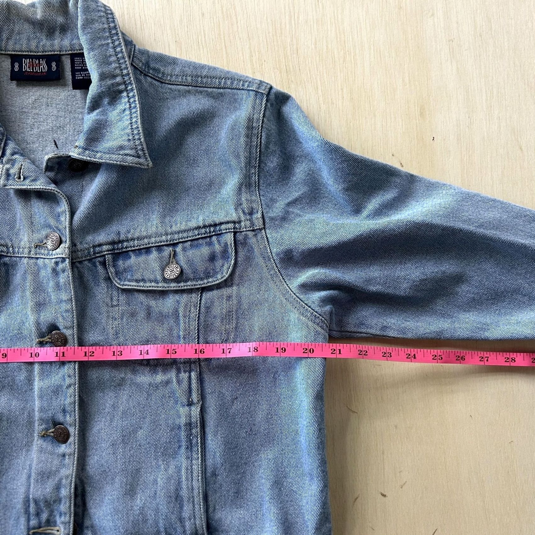Denime Vintage Bill Blass Denim Jacket Womens PL Button Front Collared Short Petite Size 36" / US 14 / IT 50 - 4 Thumbnail