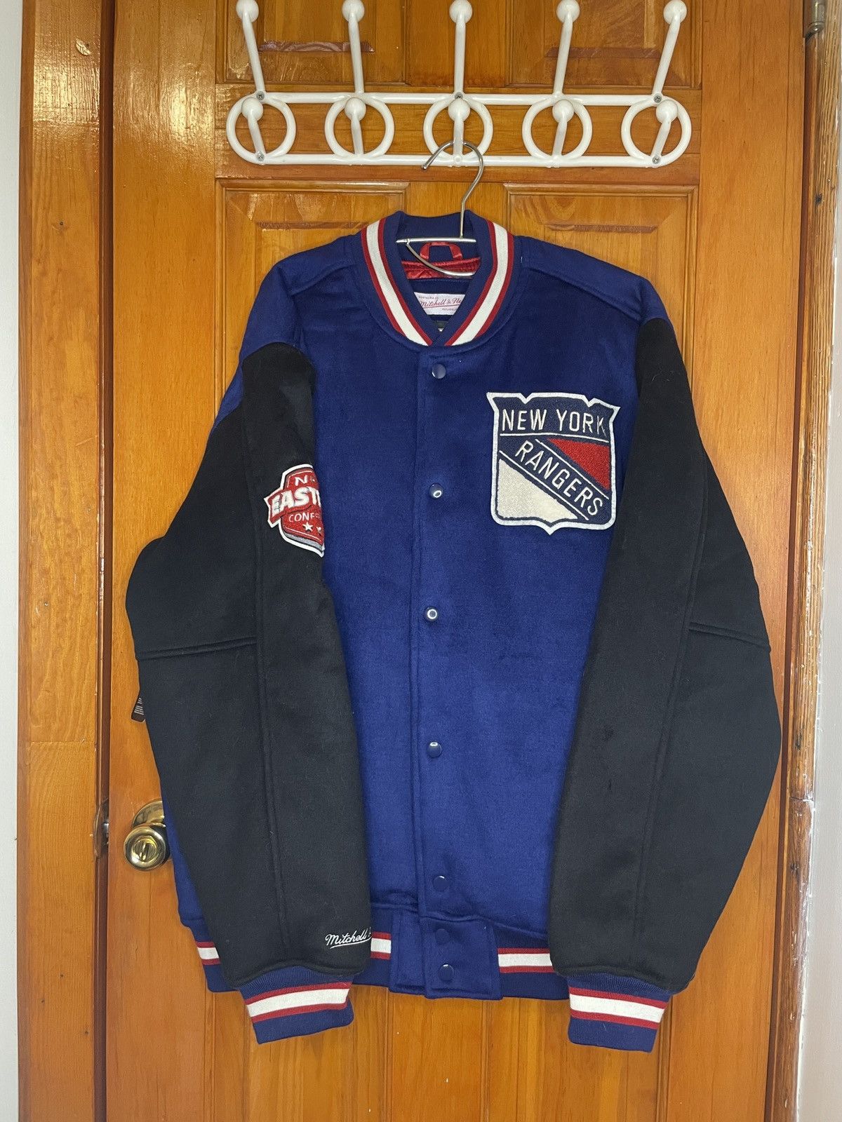 image of Mitchell Ness Mitchell & Ness New York Rangers Team Legacy Varsity Jacket in Blue (Size Large)