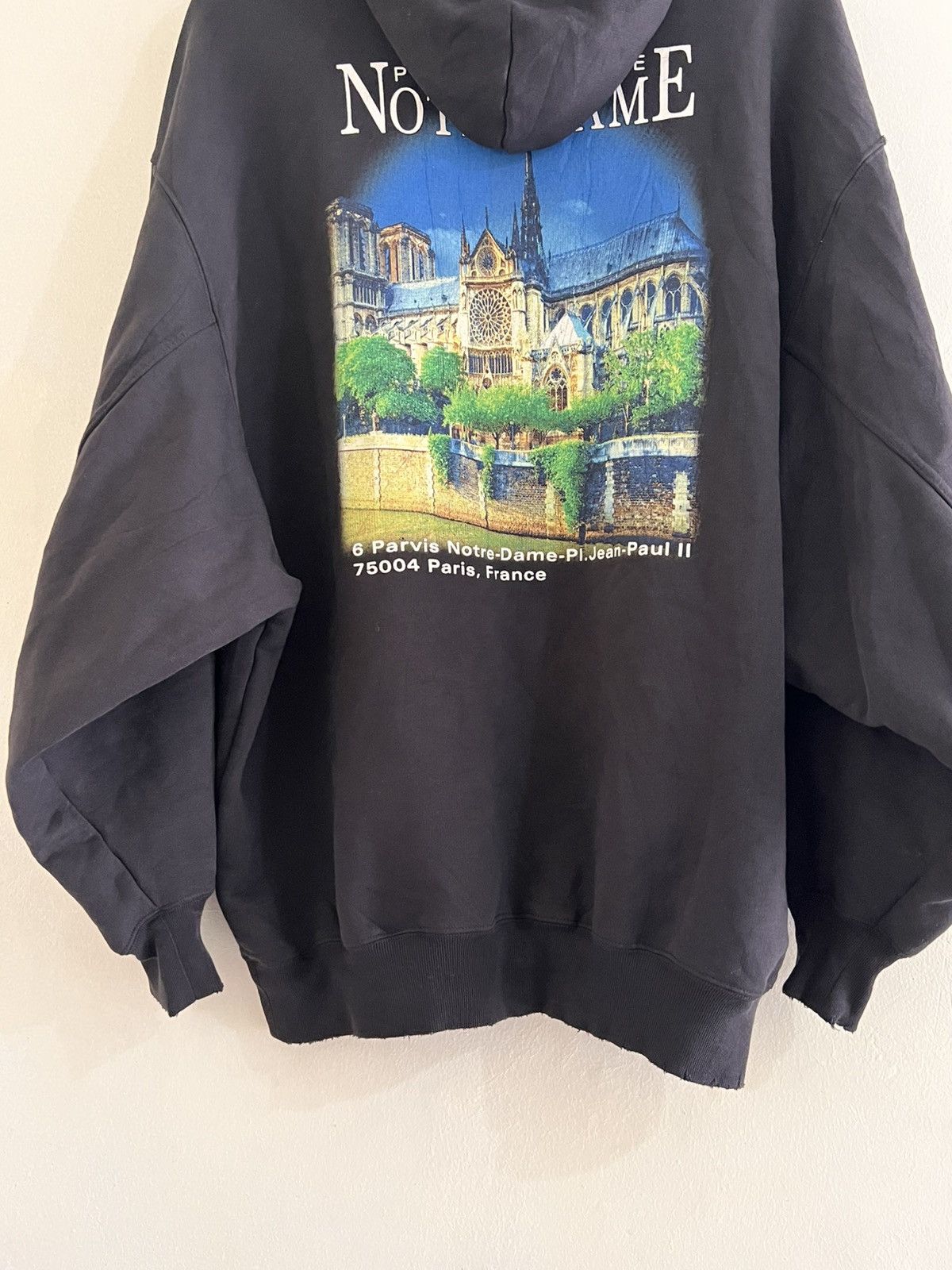 Balenciaga Notre Dame Distressed Hoodie Size US XS / EU 42 / 0 - 4 Thumbnail