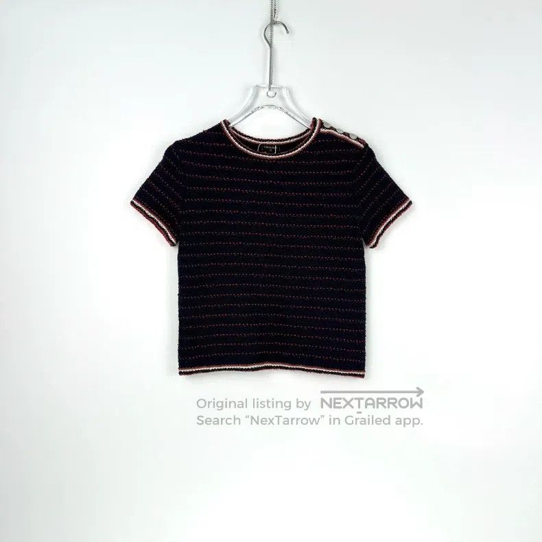 Chanel Chanel Dark blue striped button pattern elastic knitted sh Size XXS / US 00 / IT 34 - 3 Thumbnail